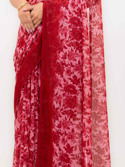 Rani Pink Chiffon Georgette Saree