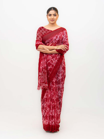 Rani Pink Chiffon Georgette Saree