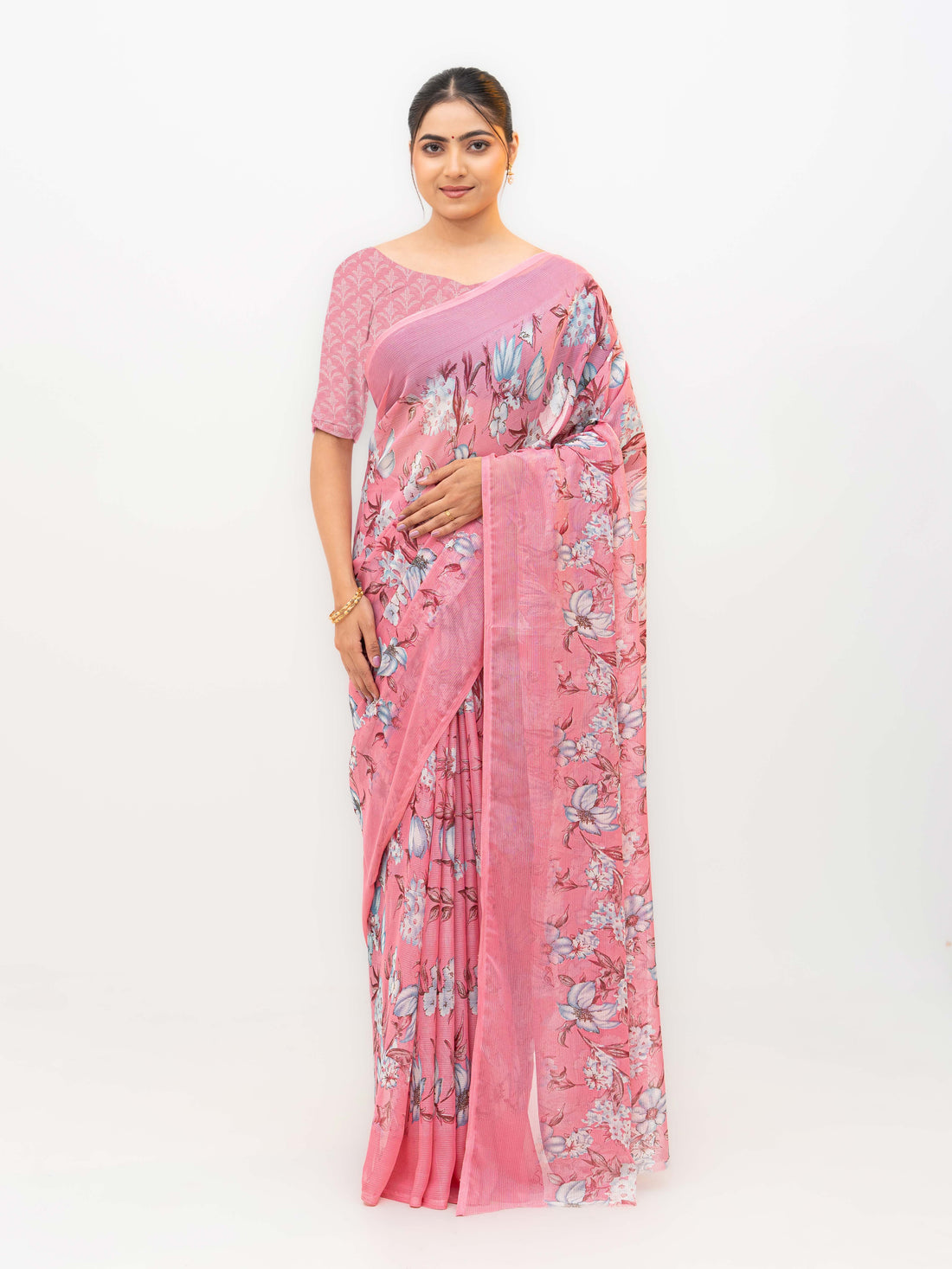 Baby Pink Chiffon Georgette Saree