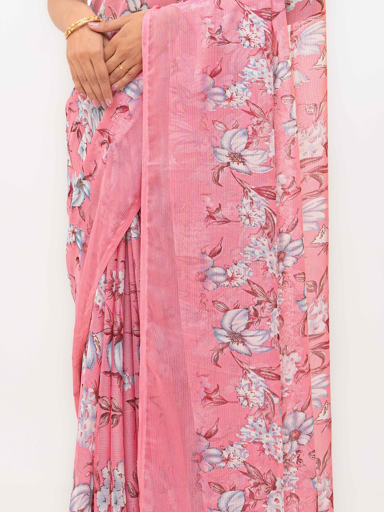 Baby Pink Chiffon Georgette Saree