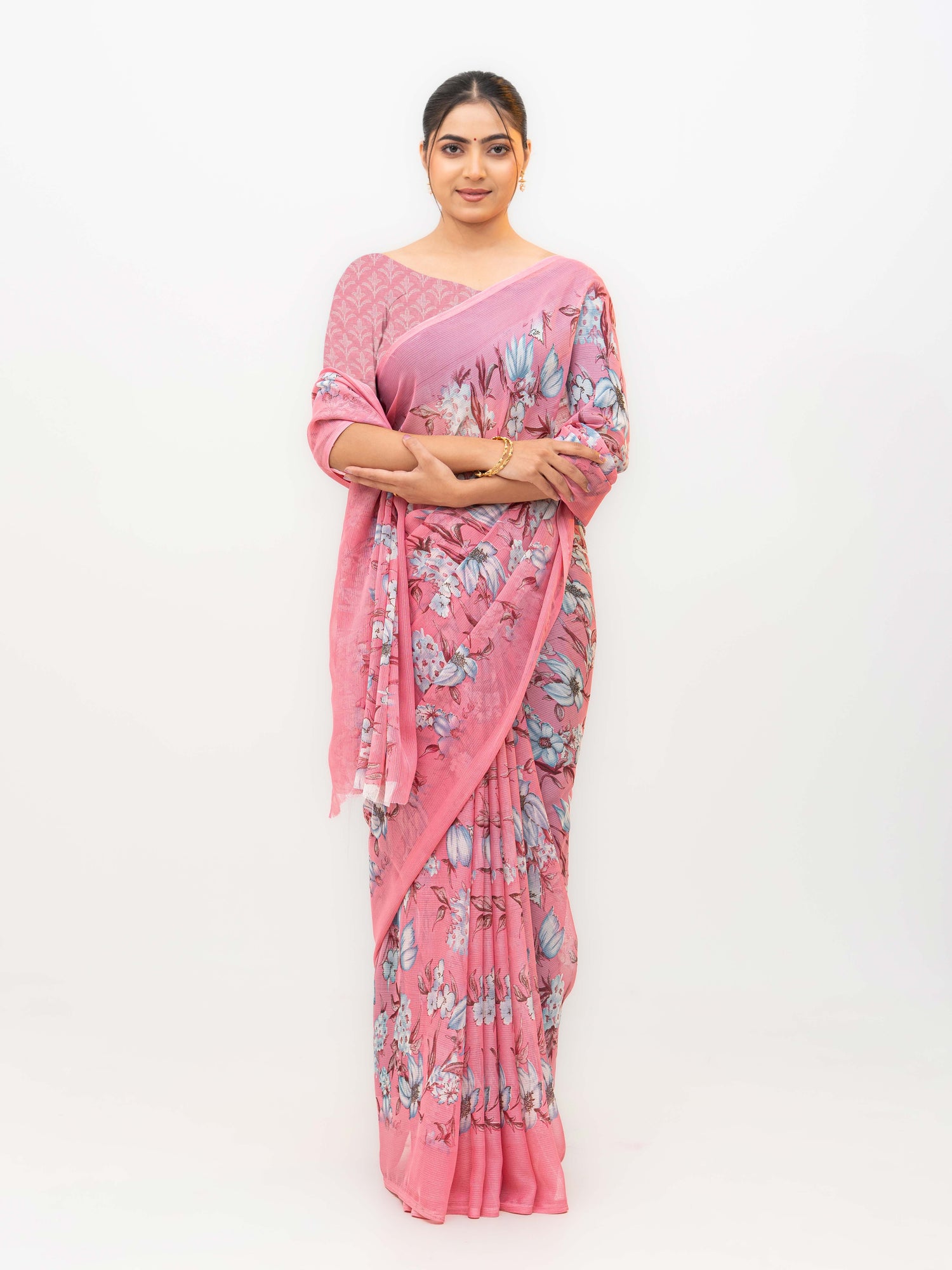Baby Pink Chiffon Georgette Saree