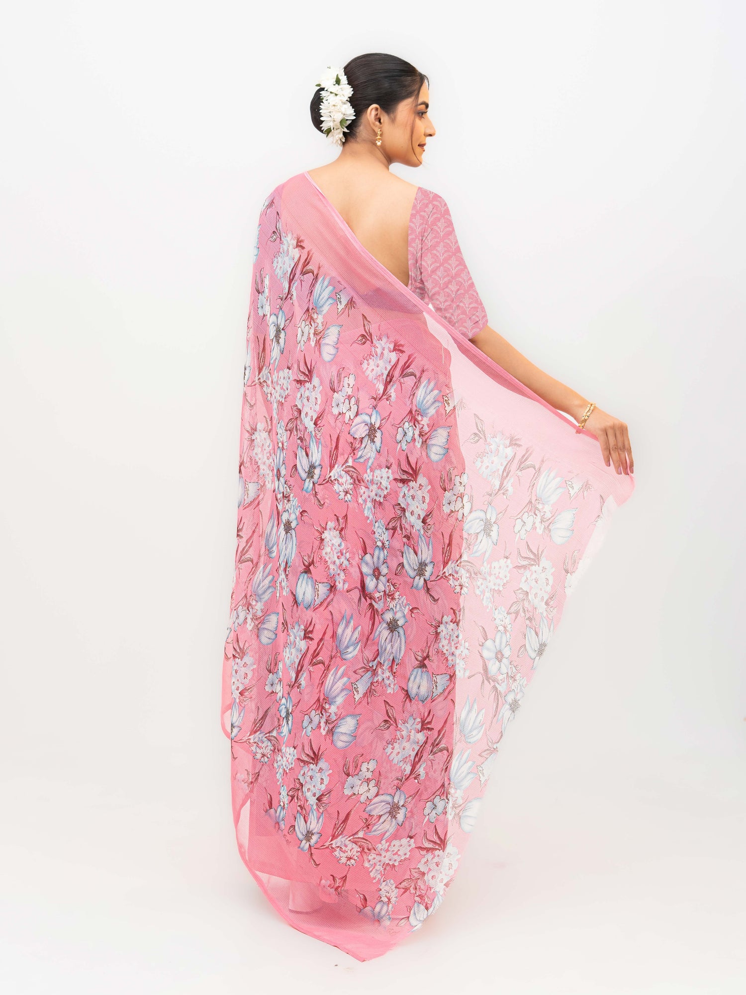 Baby Pink Chiffon Georgette Saree