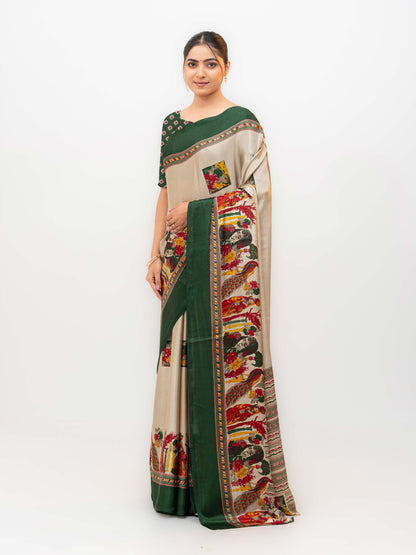 Dark Green Turkey Silk Saree