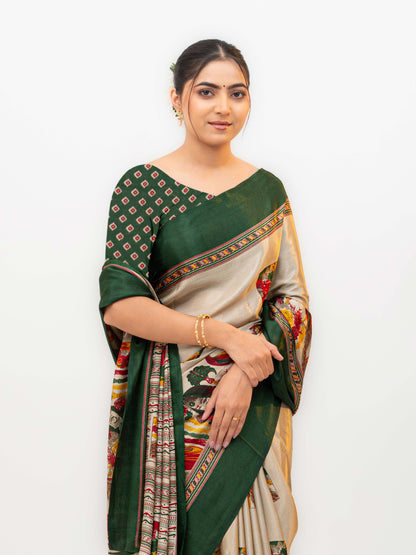 Dark Green Turkey Silk Saree