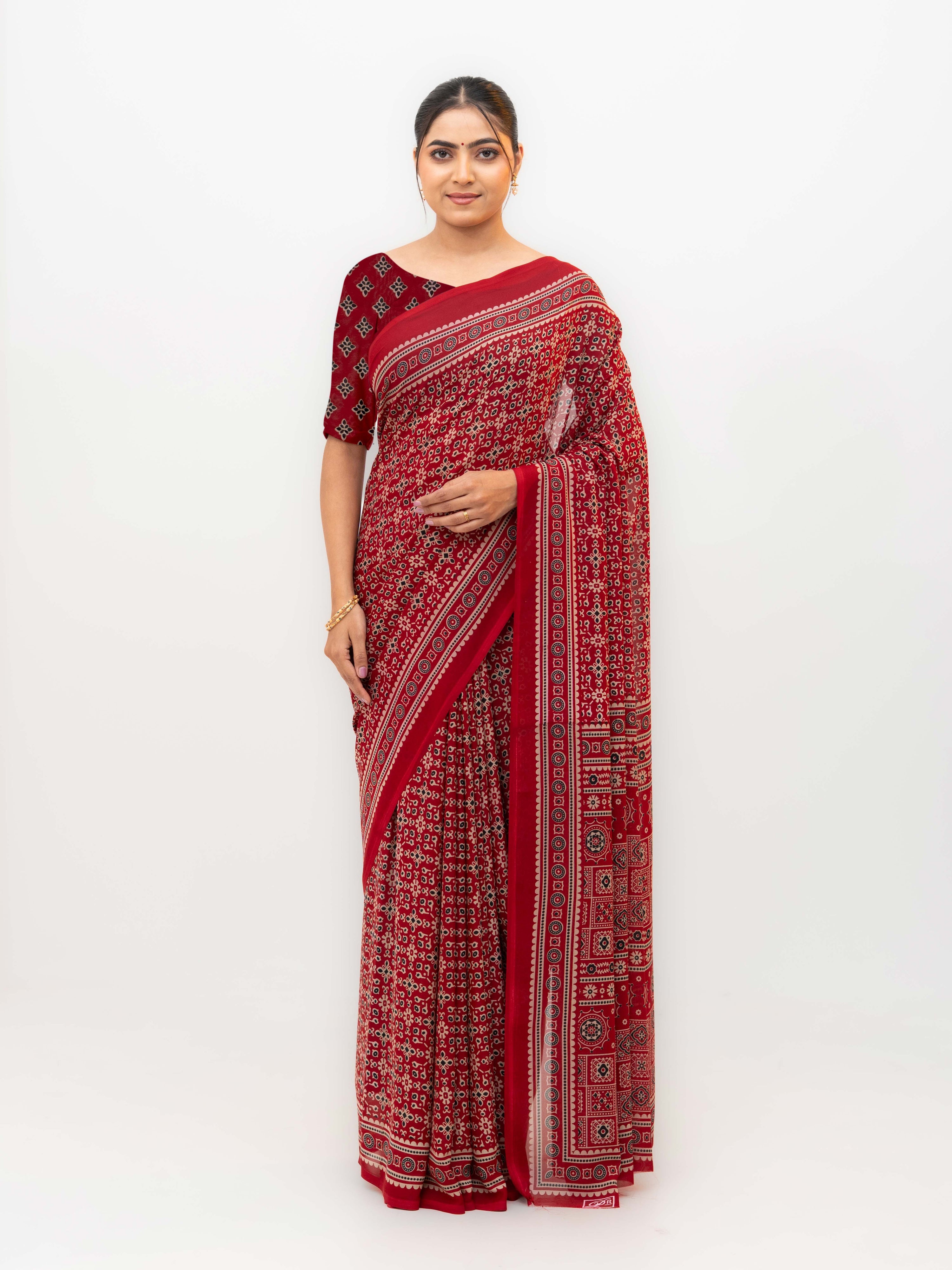 Maroon Georgette Saree