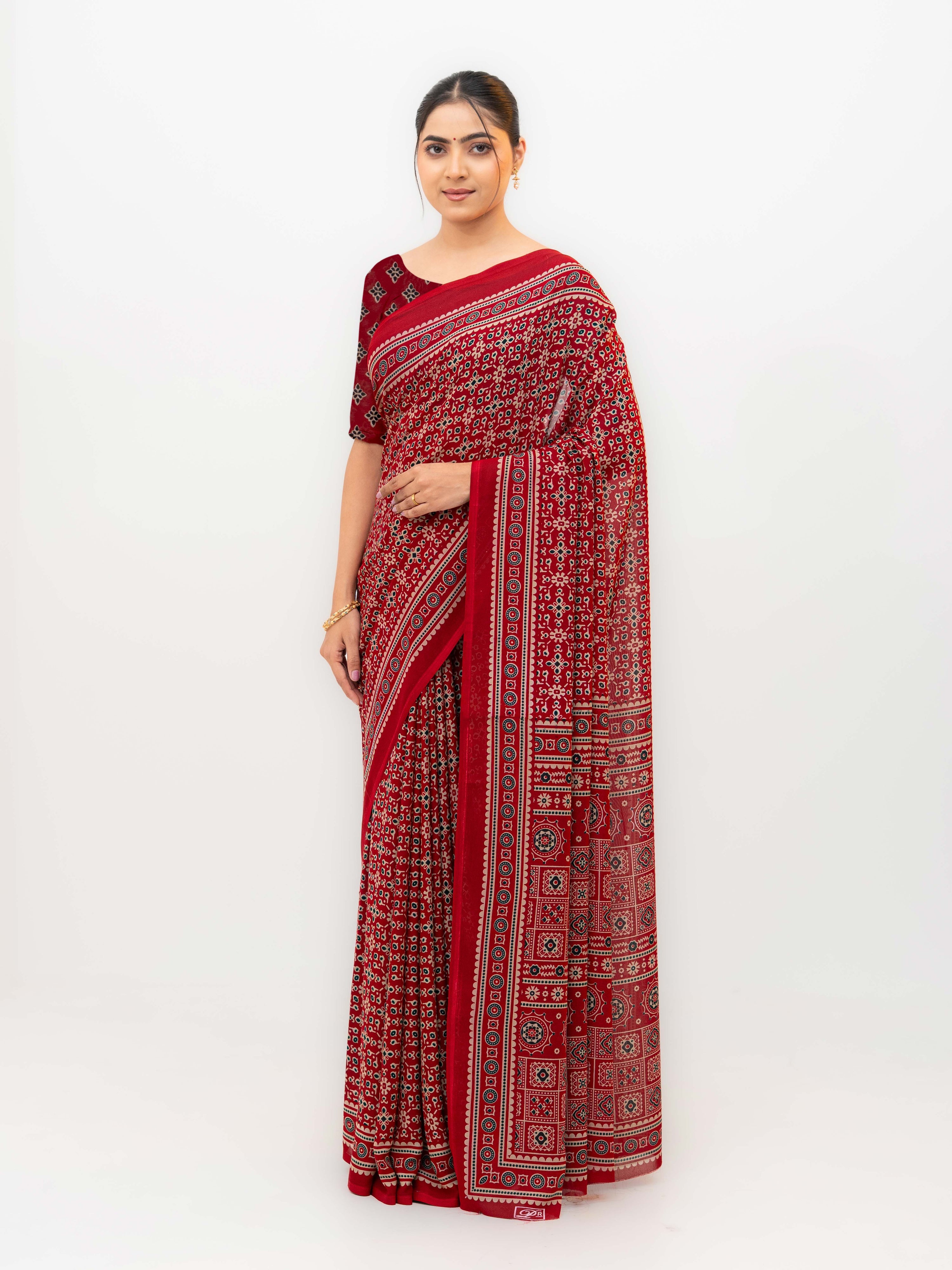 Maroon Georgette Saree