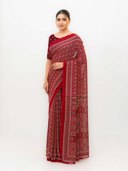 Maroon Georgette Saree