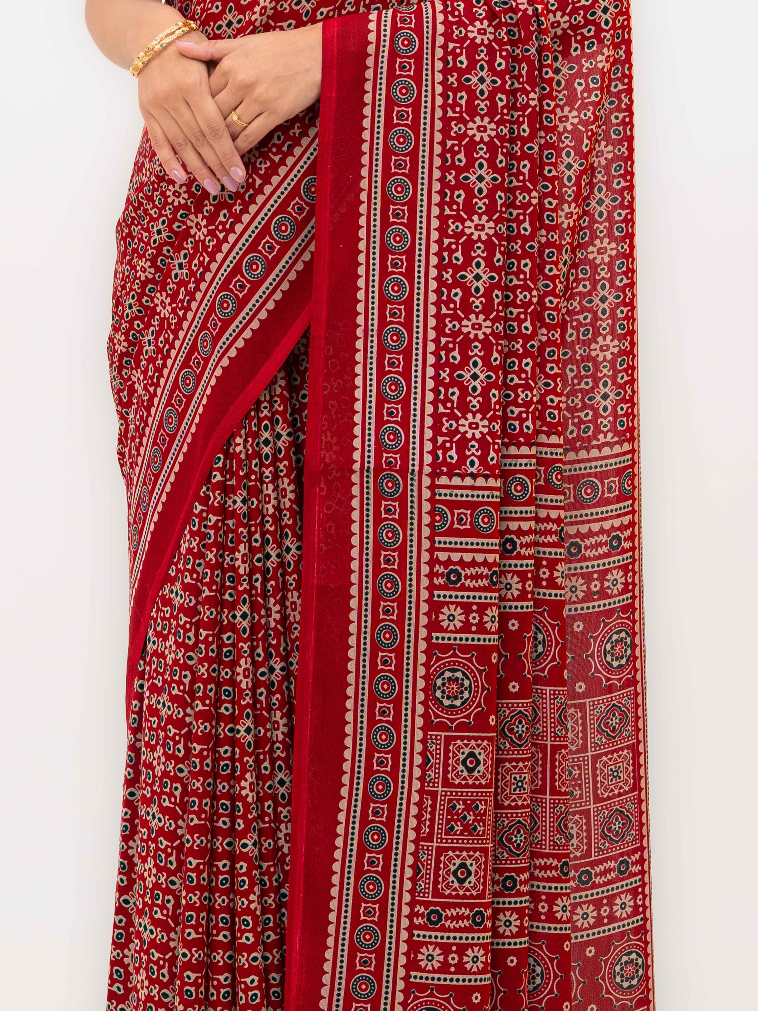 Maroon Georgette Saree