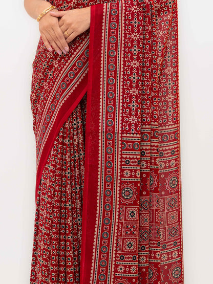 Maroon Georgette Saree