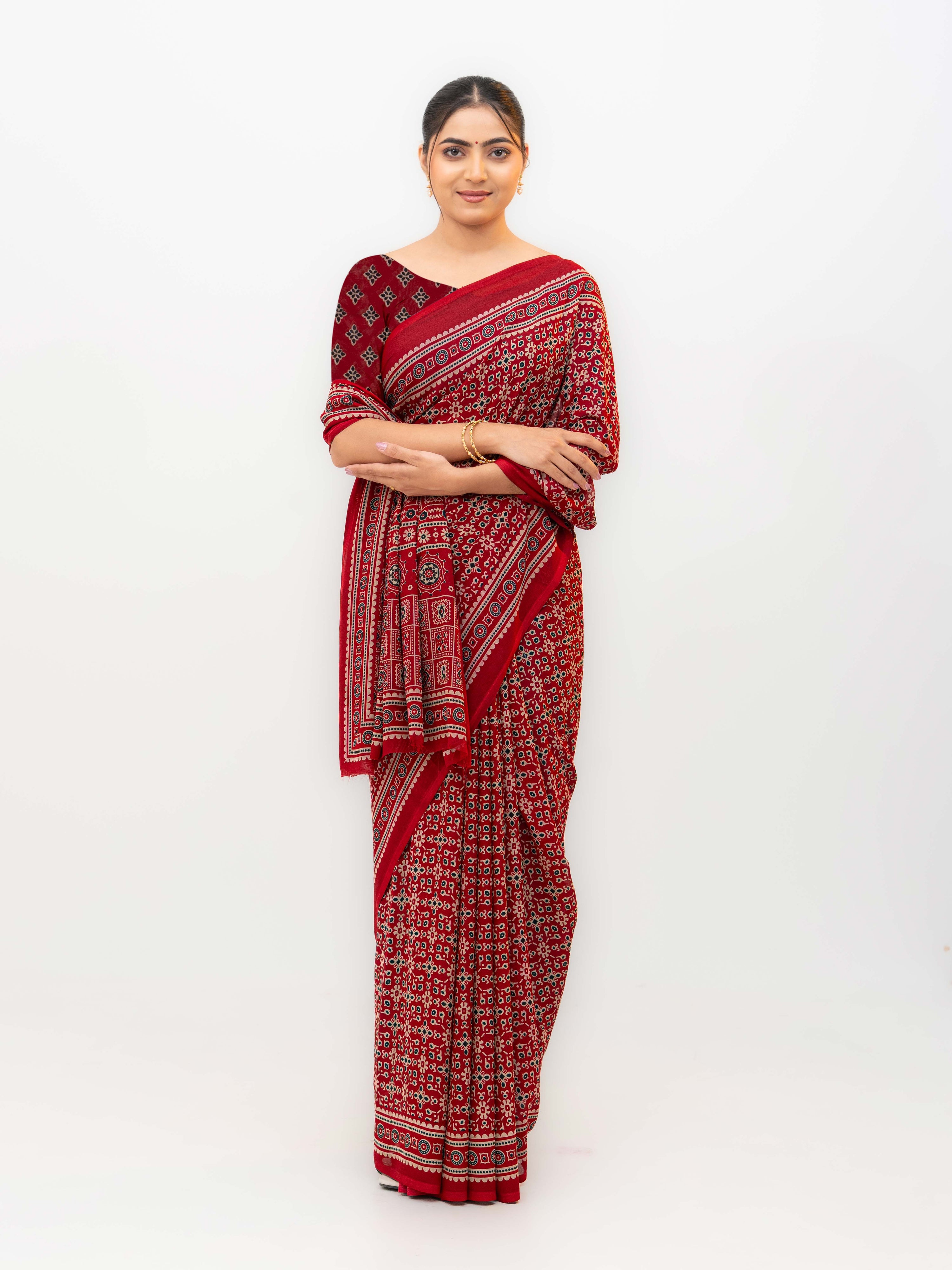 Maroon Georgette Saree