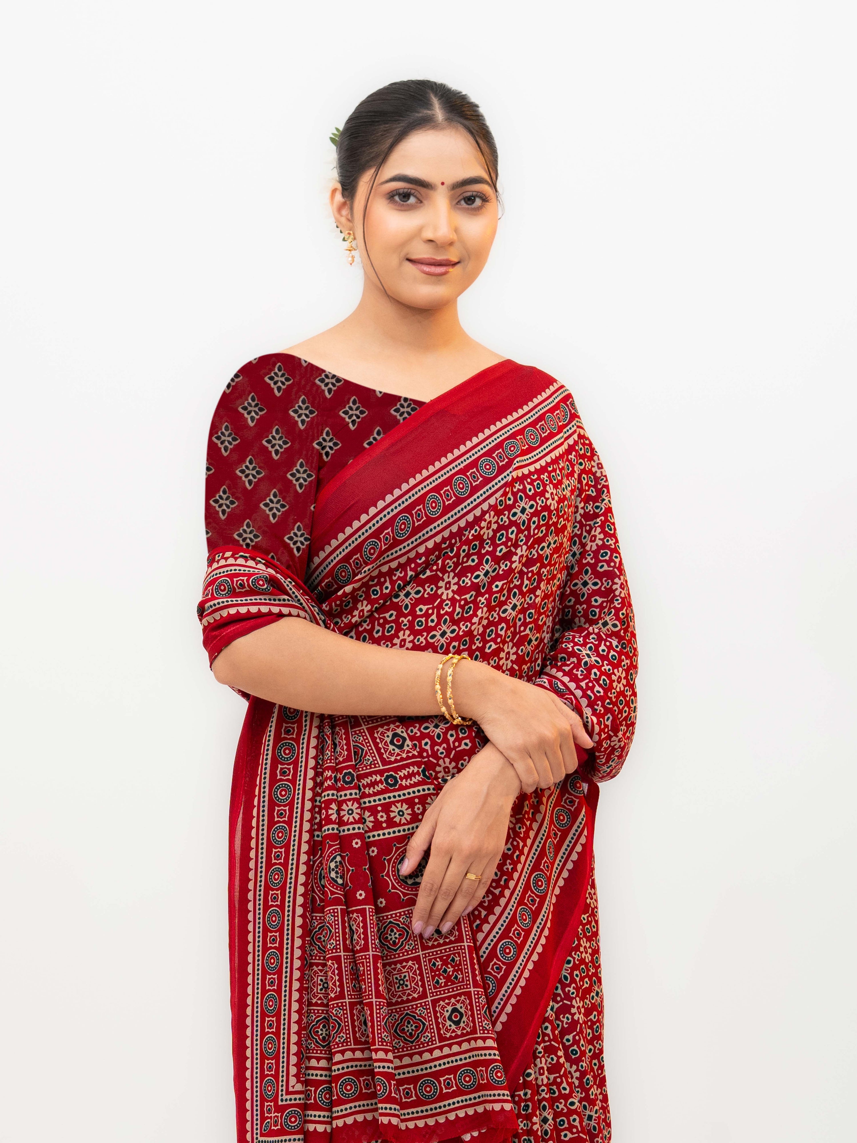 Maroon Georgette Saree