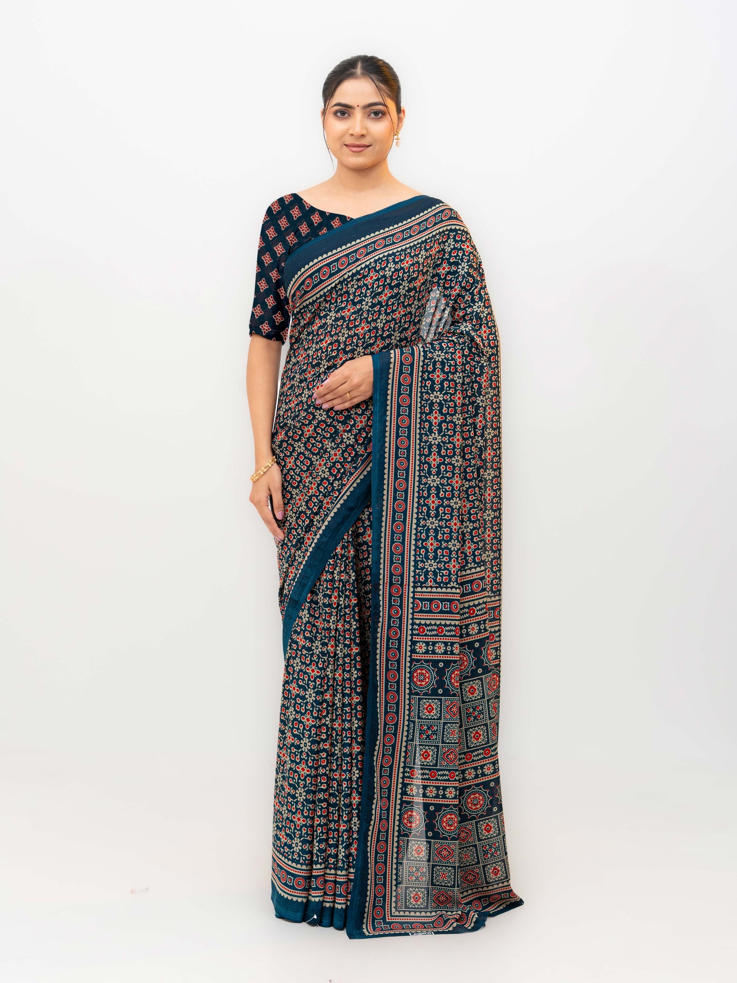 Navy Blue Georgette Saree