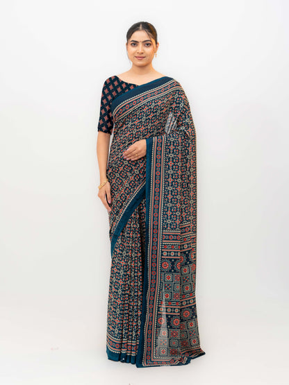 Navy Blue Georgette Saree
