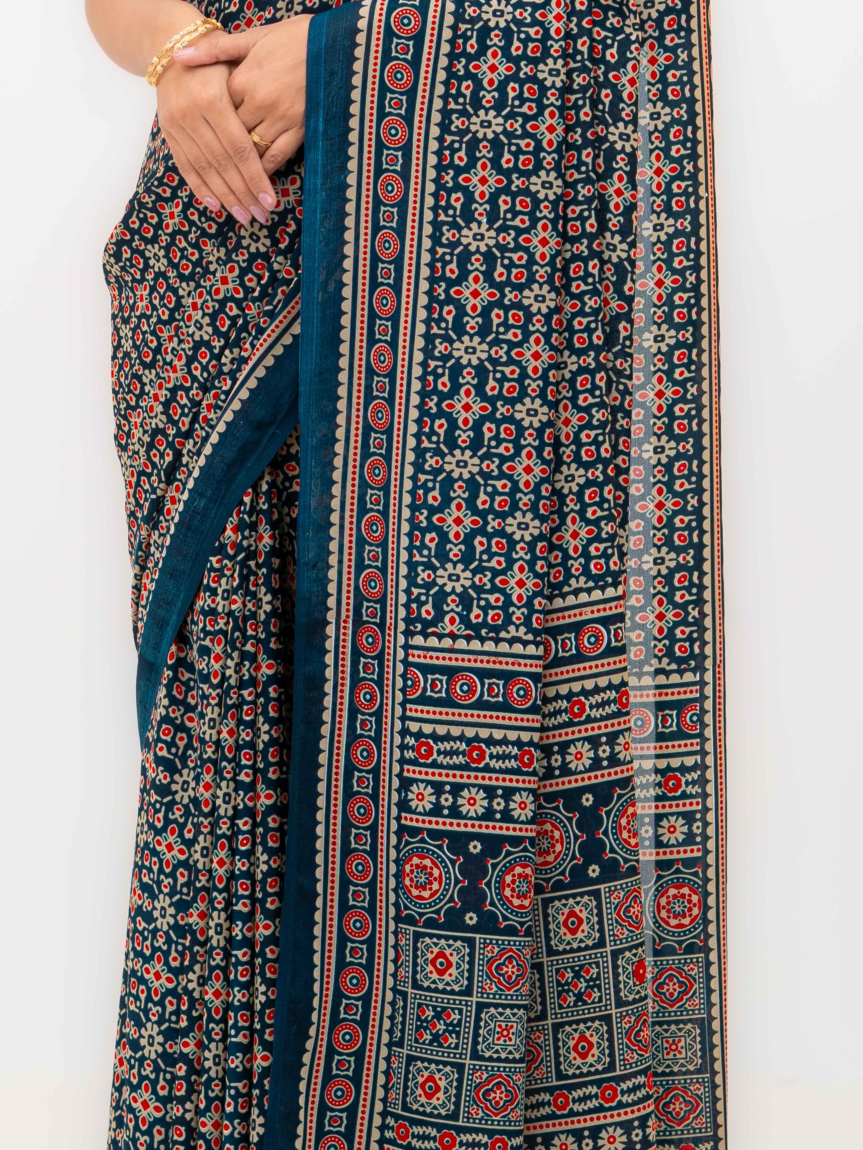 Navy Blue Georgette Saree