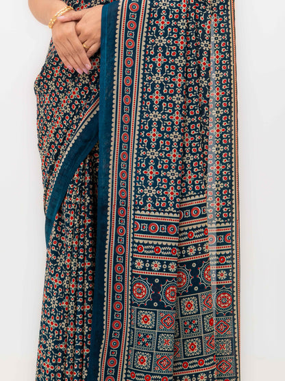 Navy Blue Georgette Saree