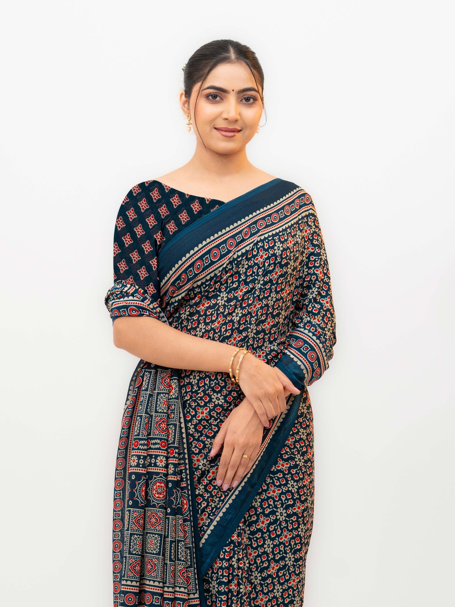 Navy Blue Georgette Saree
