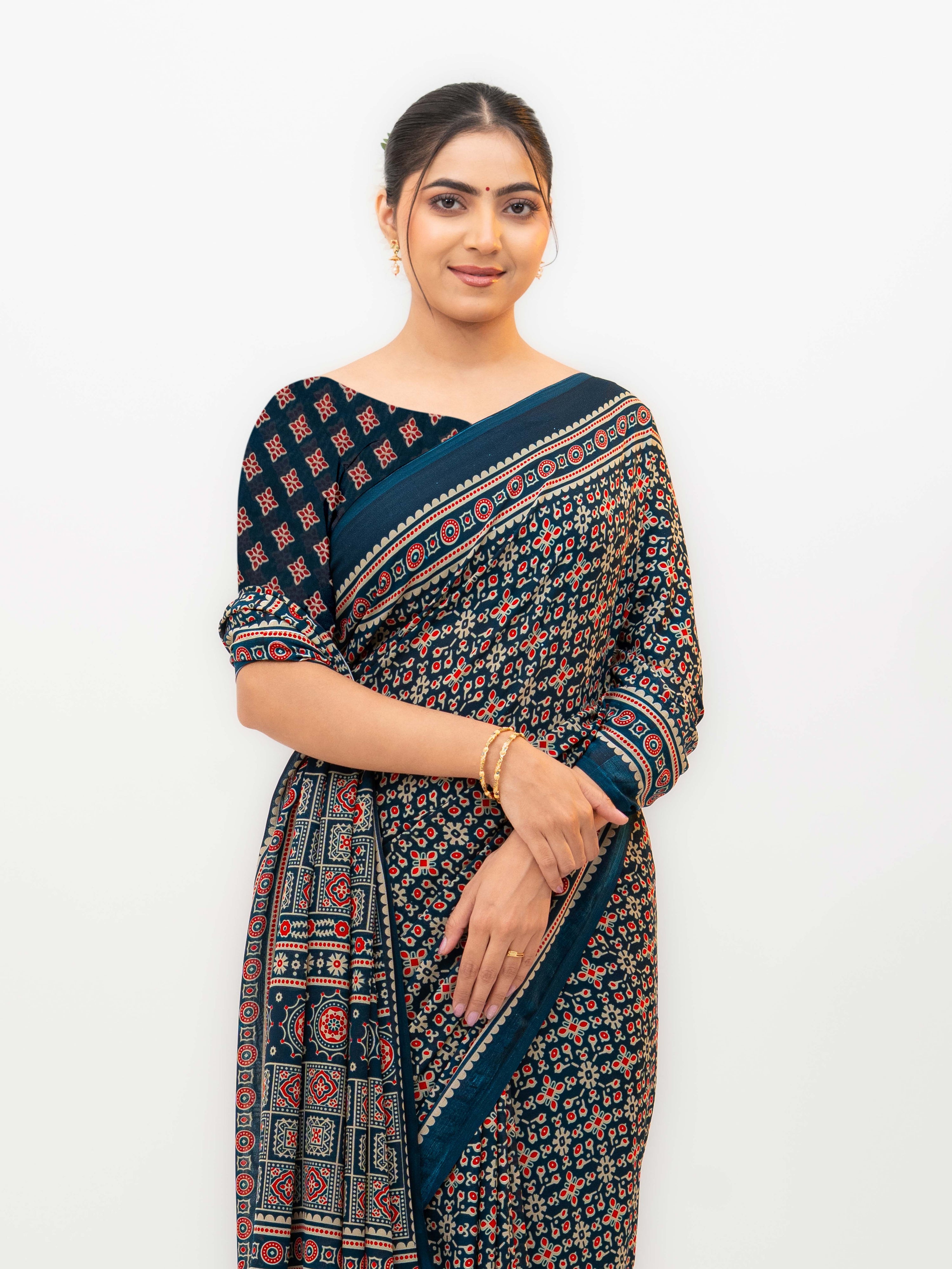 Navy Blue Georgette Saree