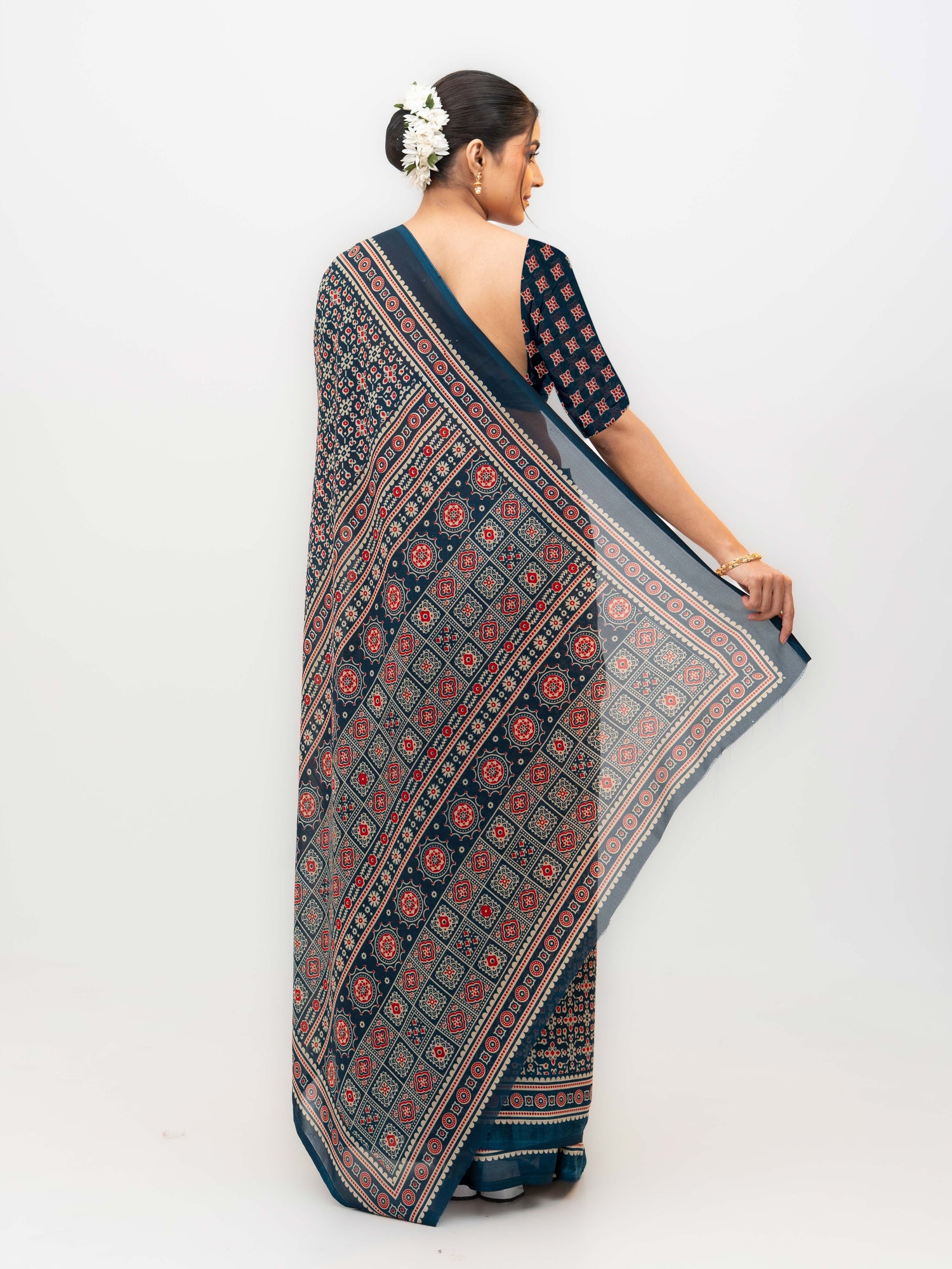 Navy Blue Georgette Saree