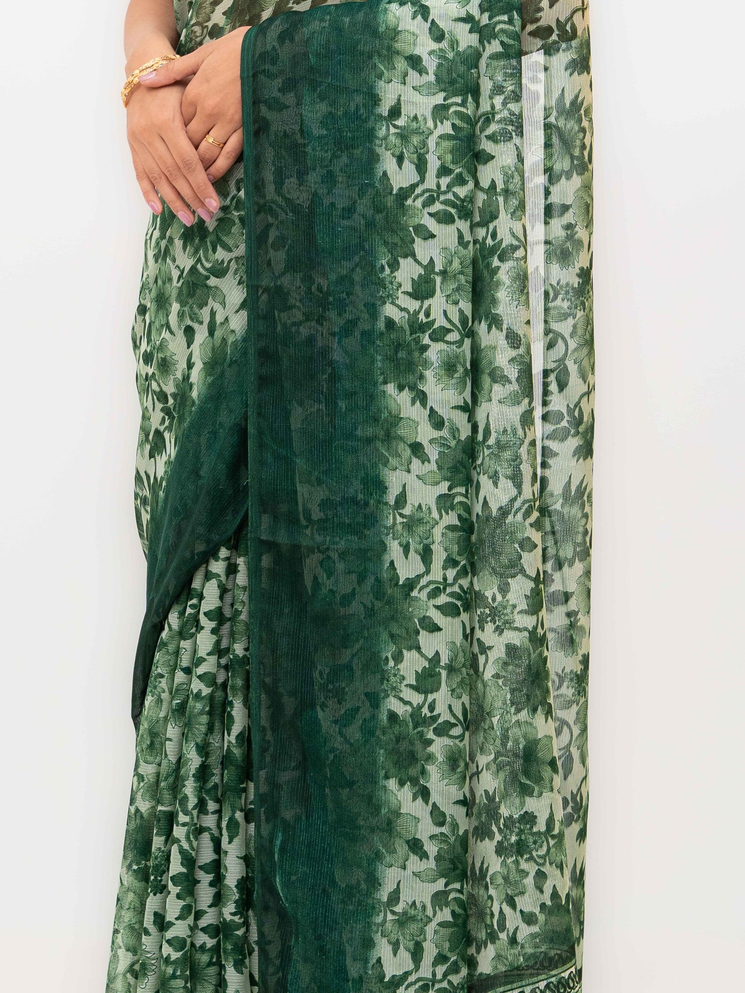 Dark Green Chiffon Georgette Saree