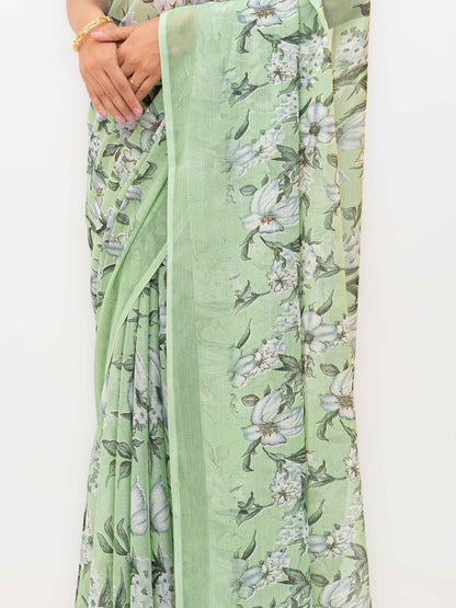 Mint Green Chiffon Georgette Saree