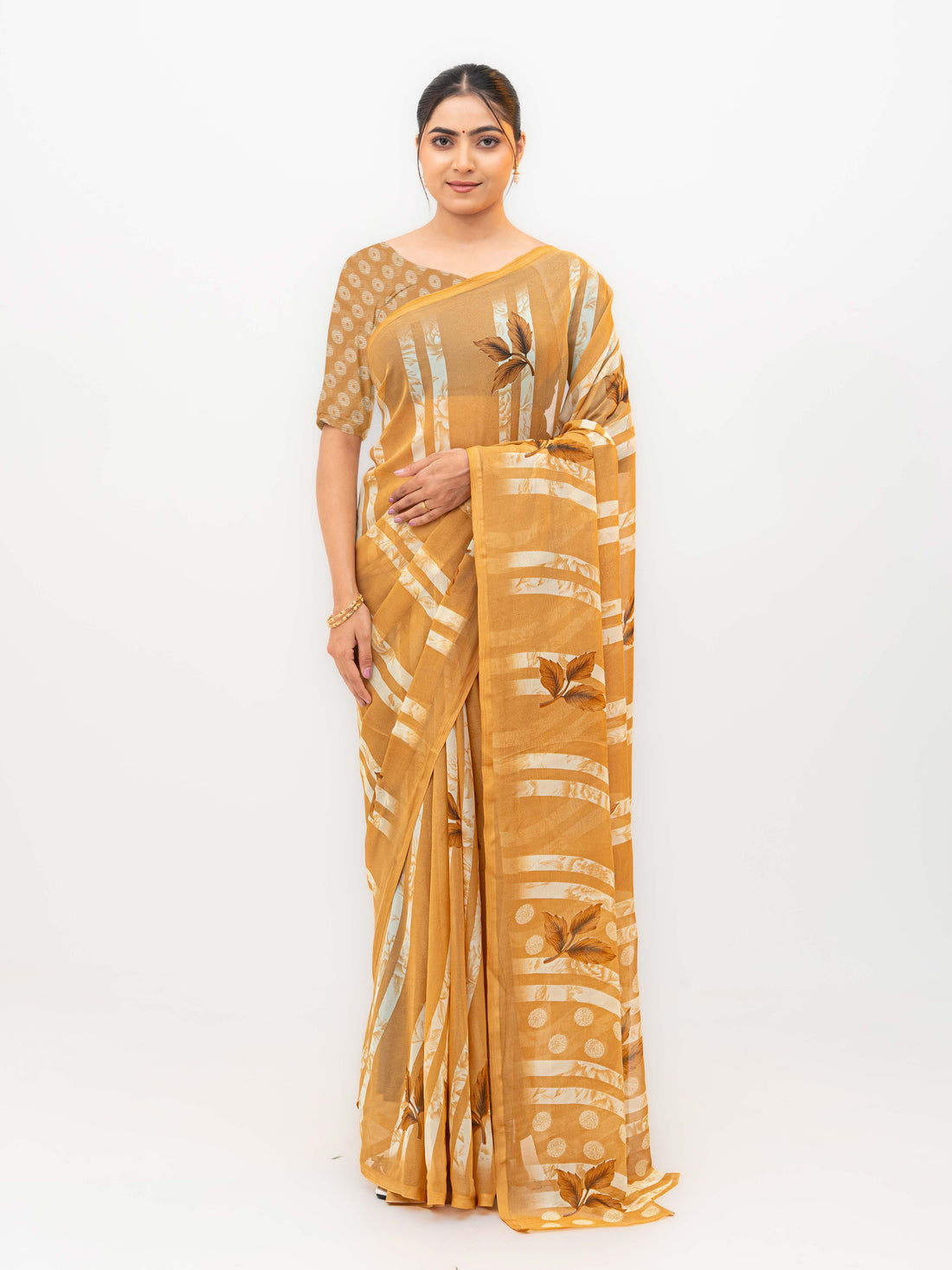 Mustard Soft Georgette Saree