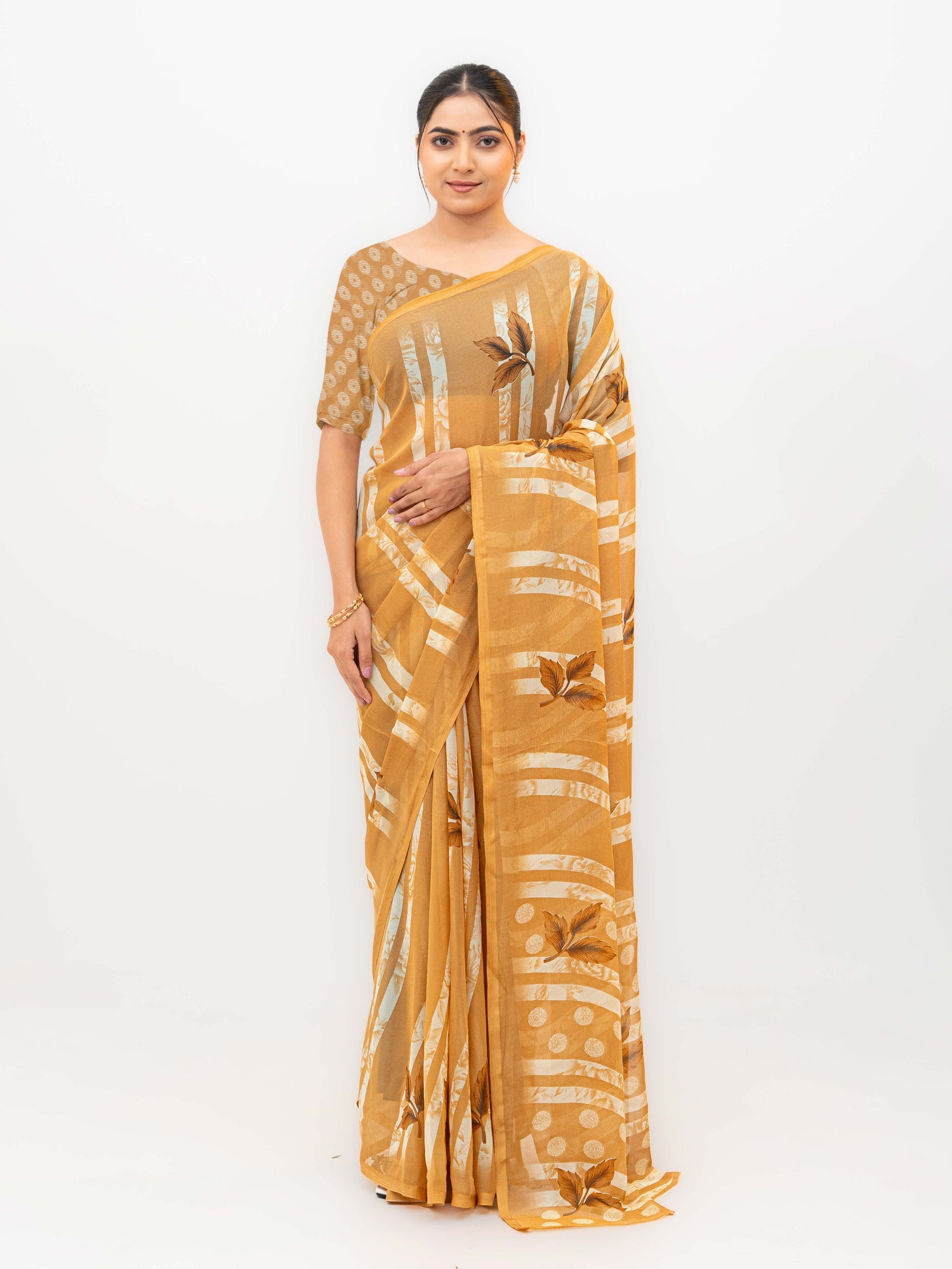Mustard Soft Georgette Saree