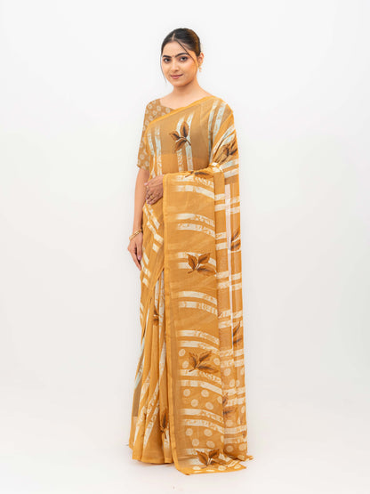 Mustard Soft Georgette Saree