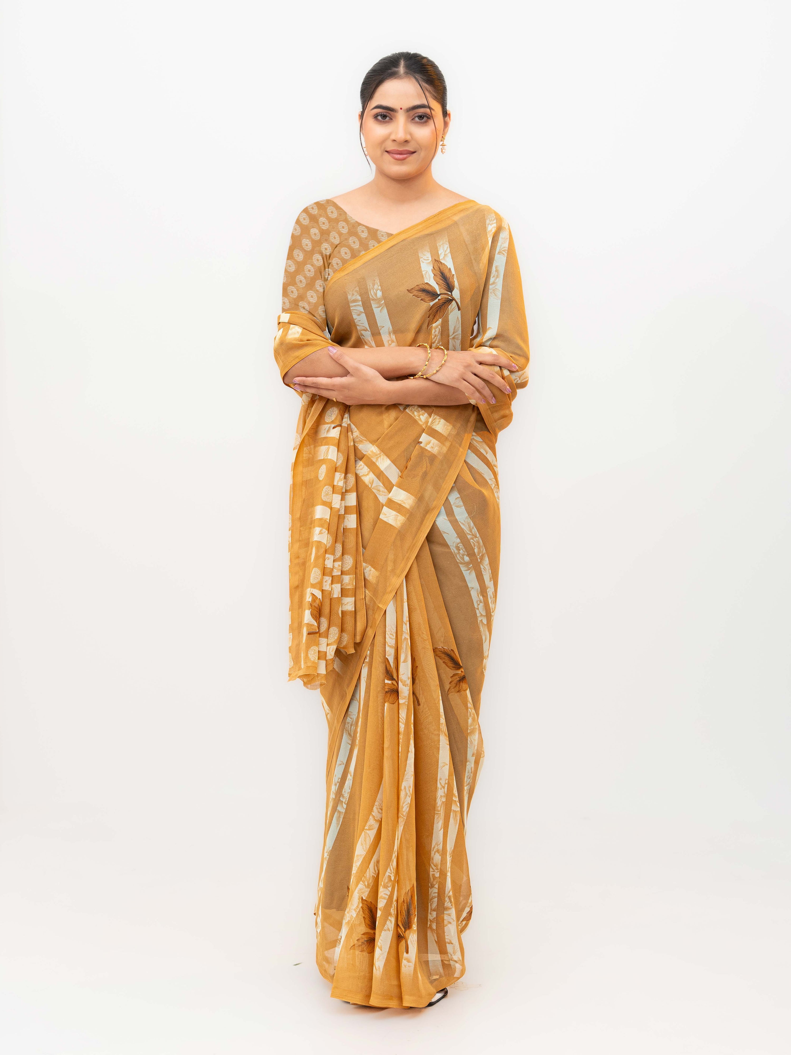 Mustard Soft Georgette Saree