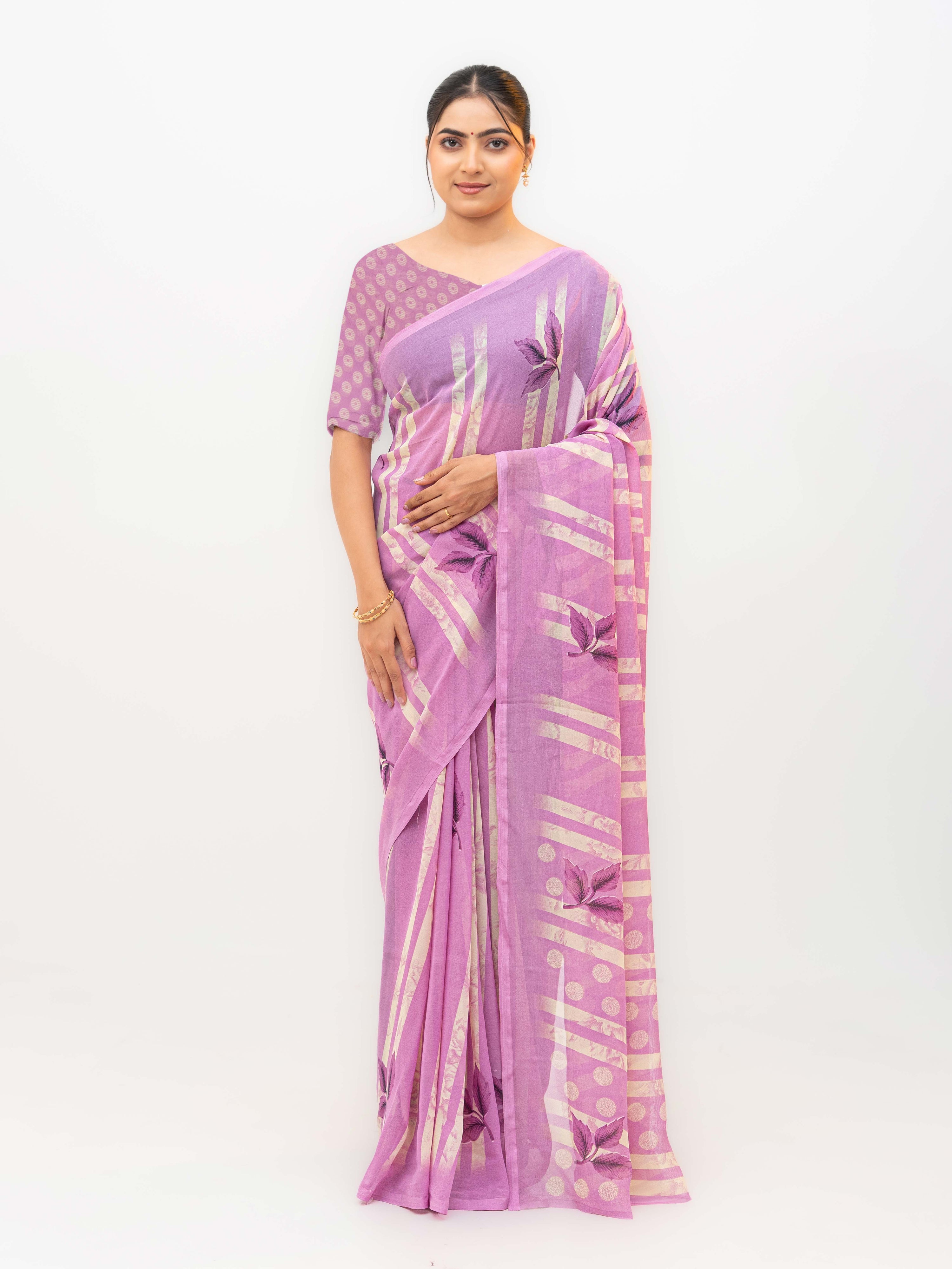 Lilac Soft Georgette Saree