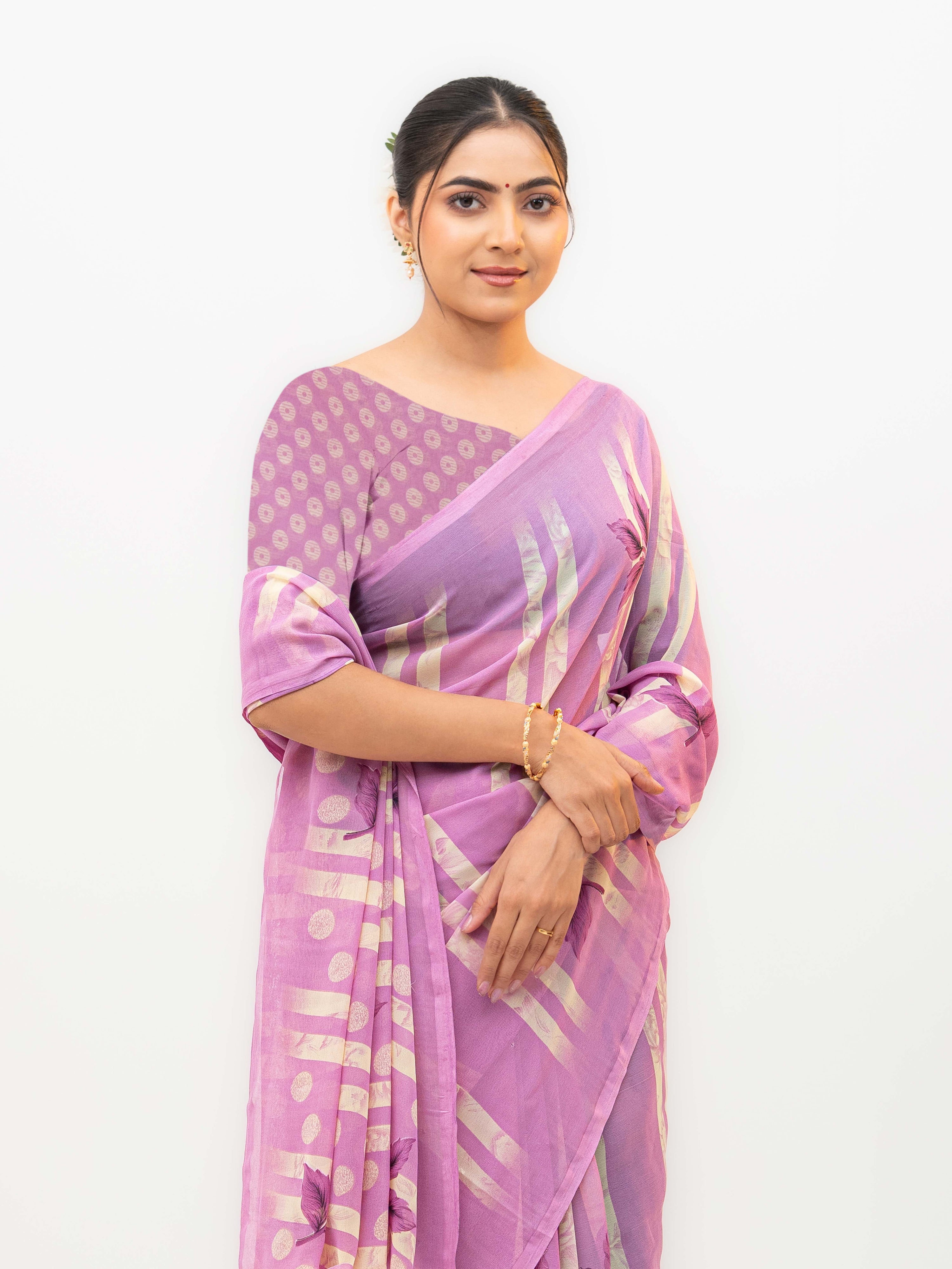 Lilac Soft Georgette Saree