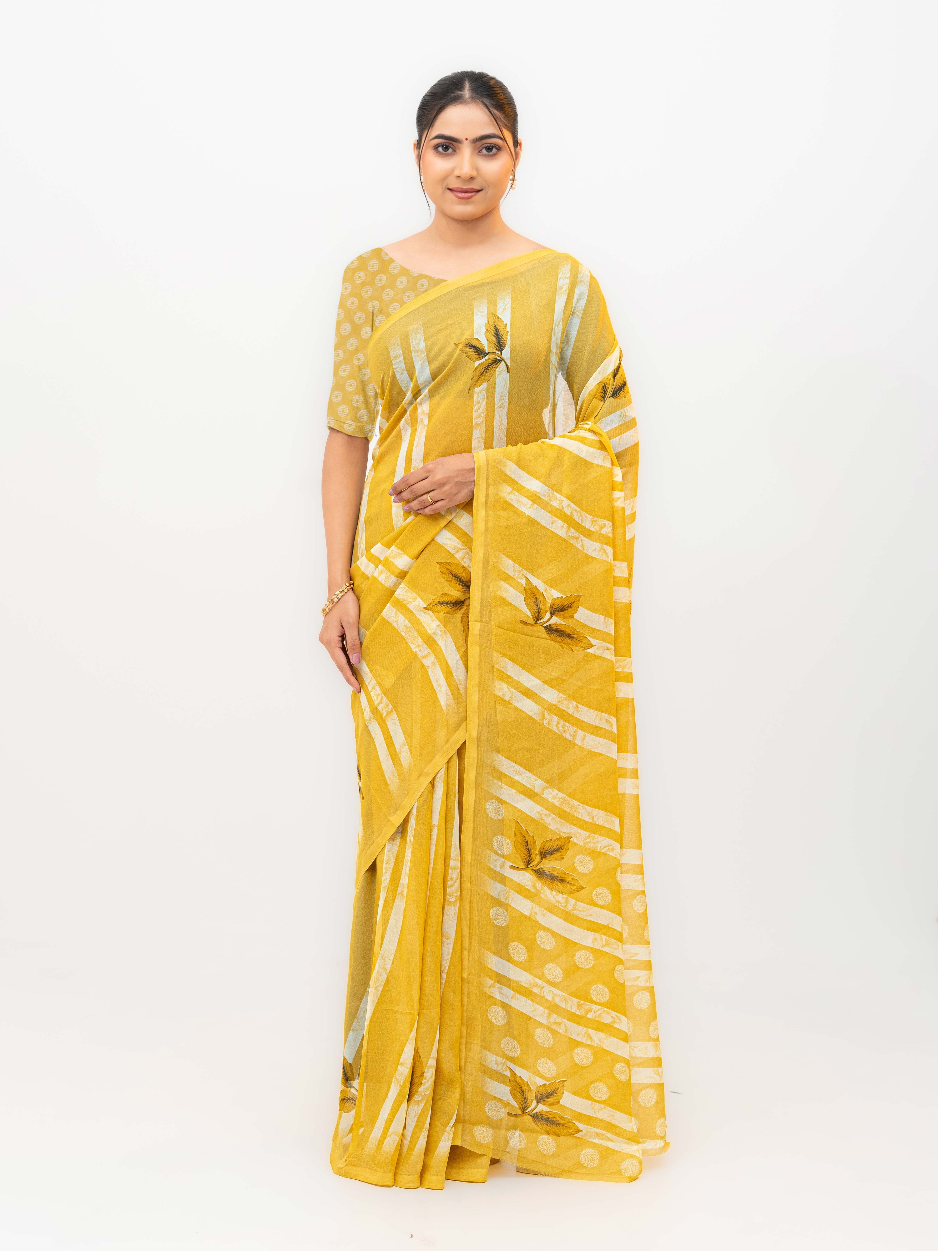 Yellow Soft Georgette Saree