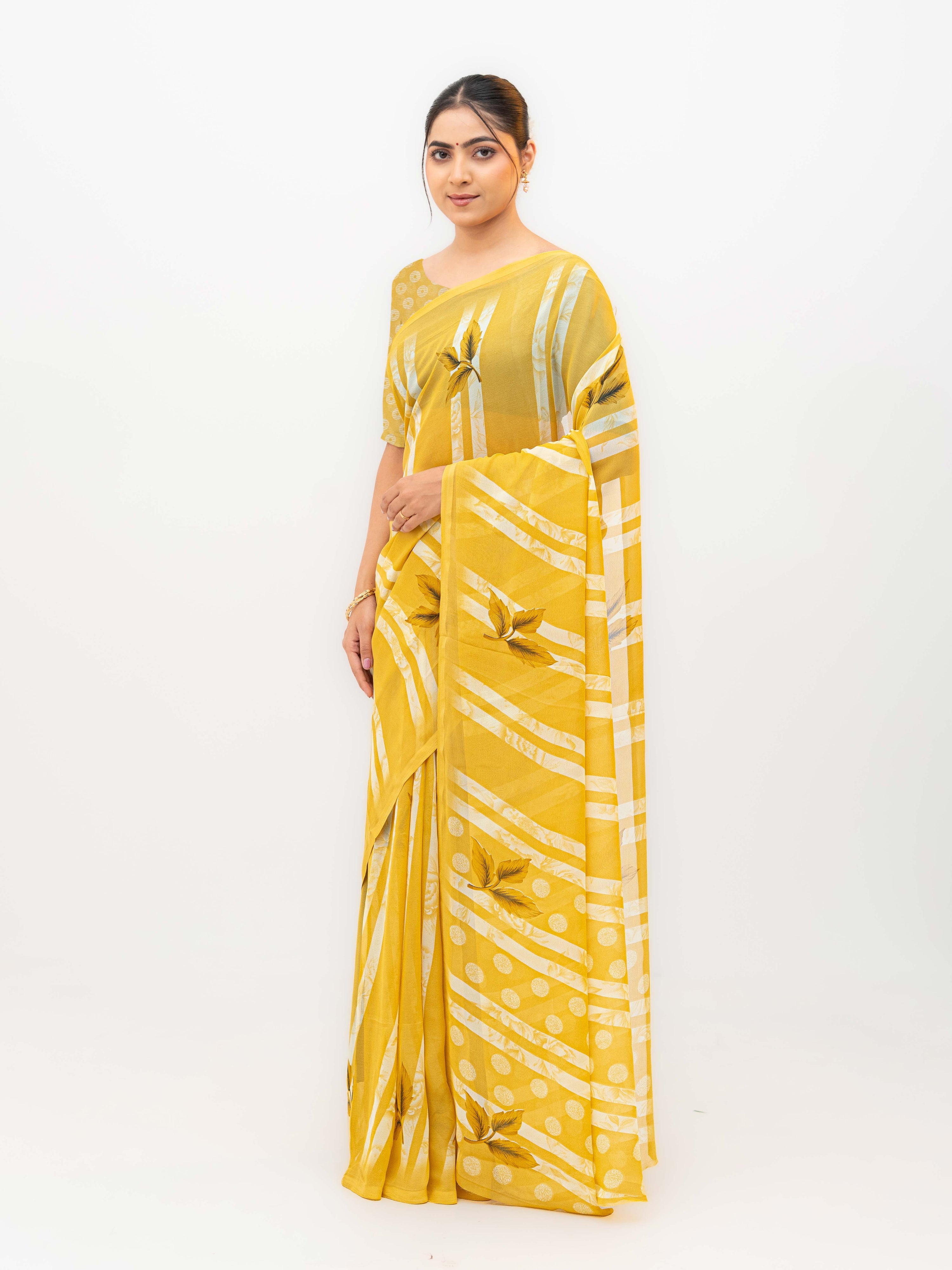 Yellow Soft Georgette Saree