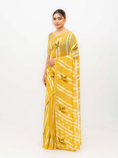 Yellow Soft Georgette Saree