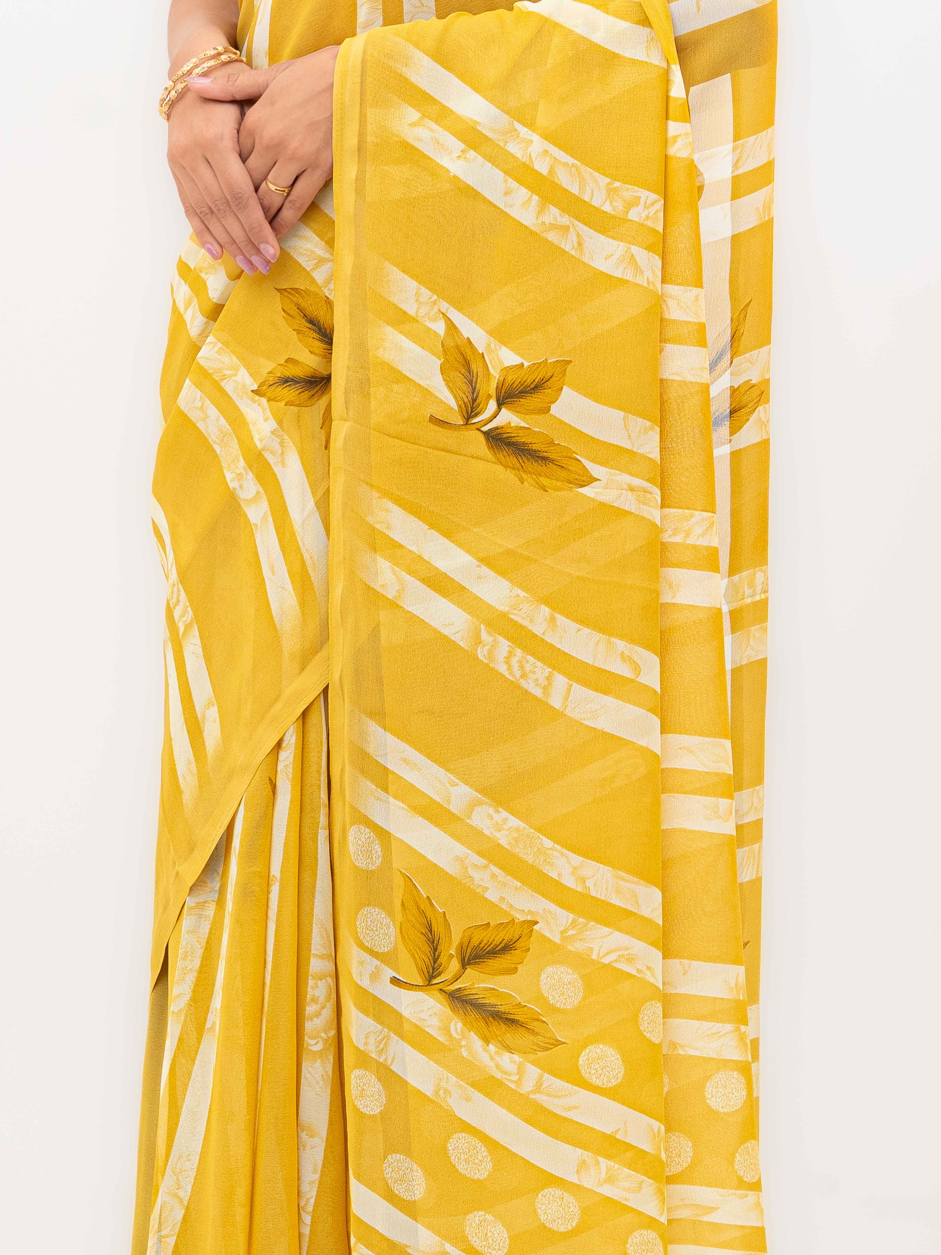 Yellow Soft Georgette Saree