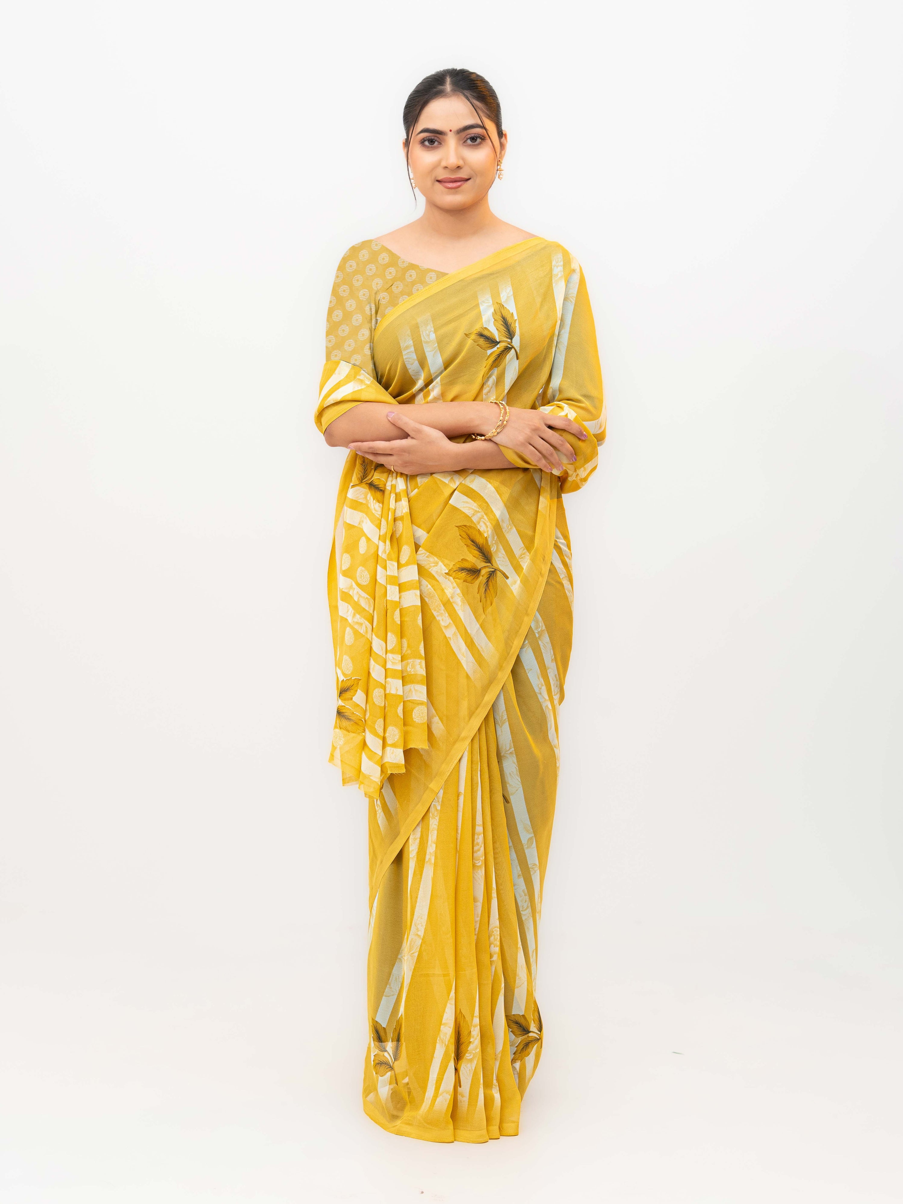 Yellow Soft Georgette Saree