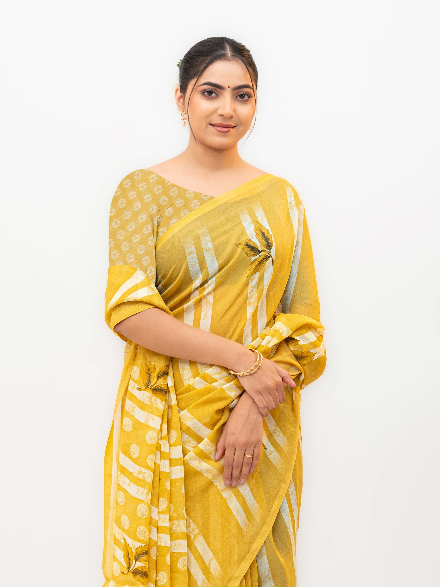 Yellow Soft Georgette Saree