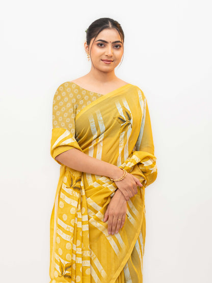 Yellow Soft Georgette Saree