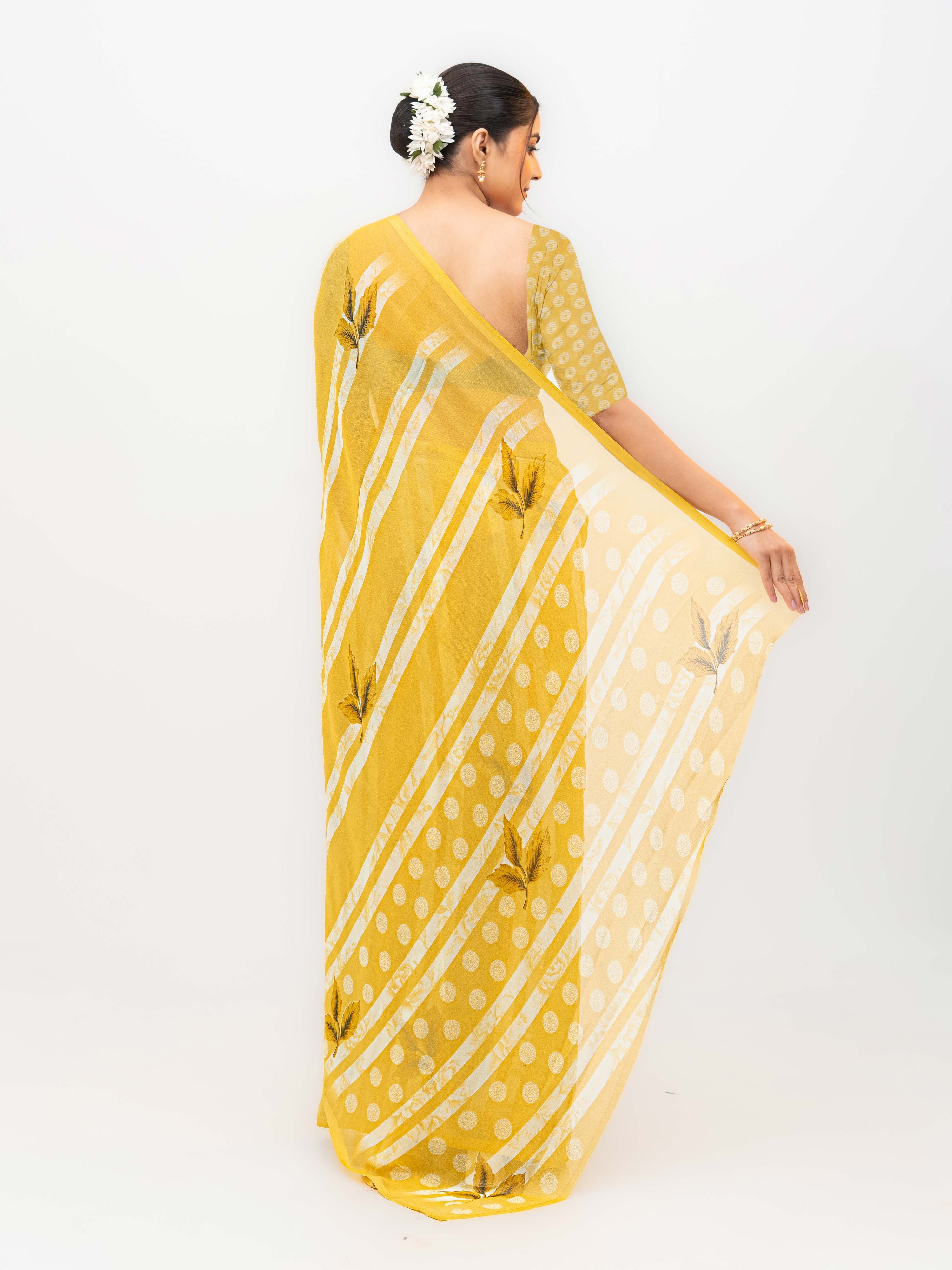 Yellow Soft Georgette Saree