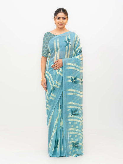 Sky Blue Georgette Saree