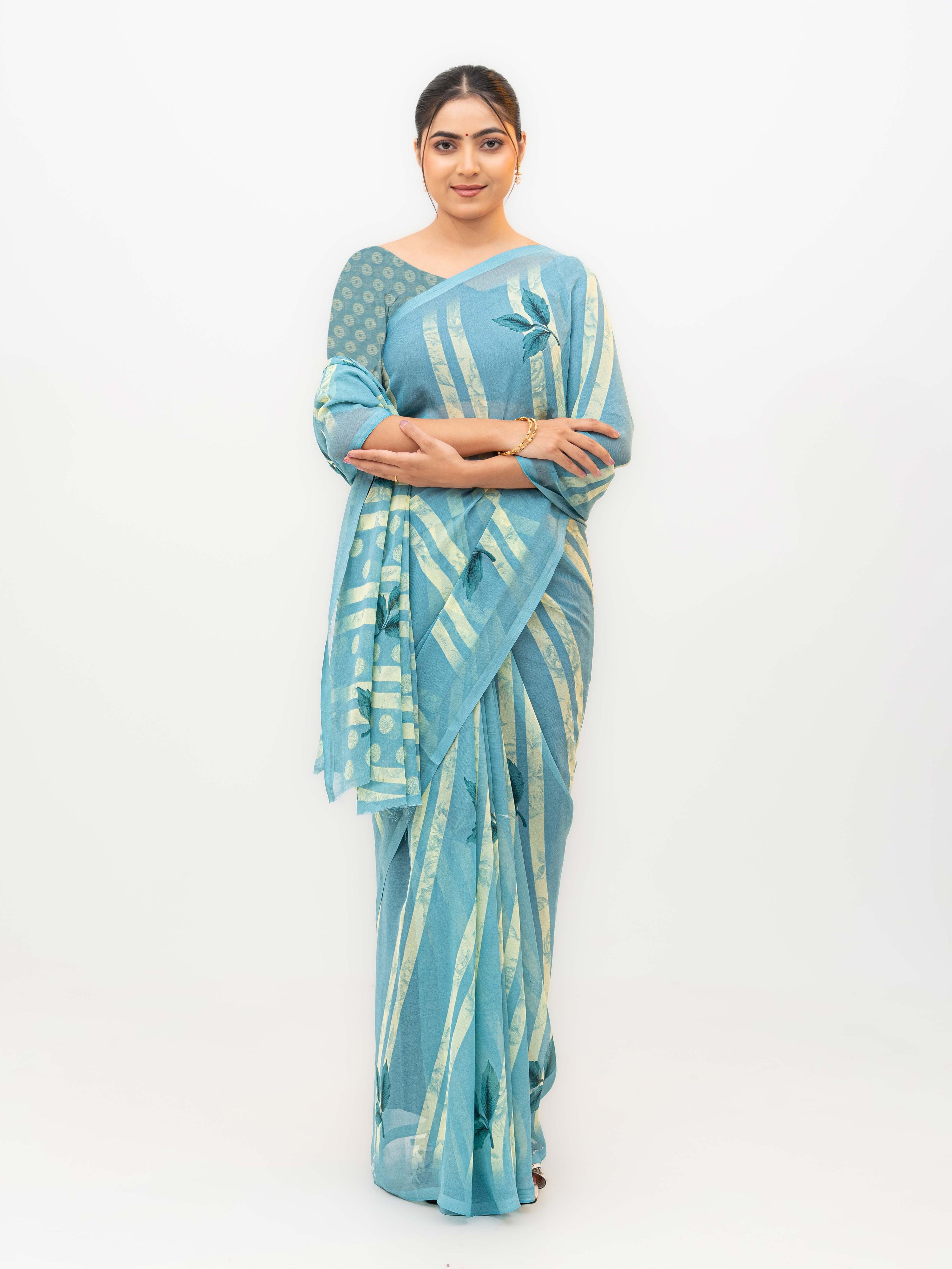 Sky Blue Georgette Saree