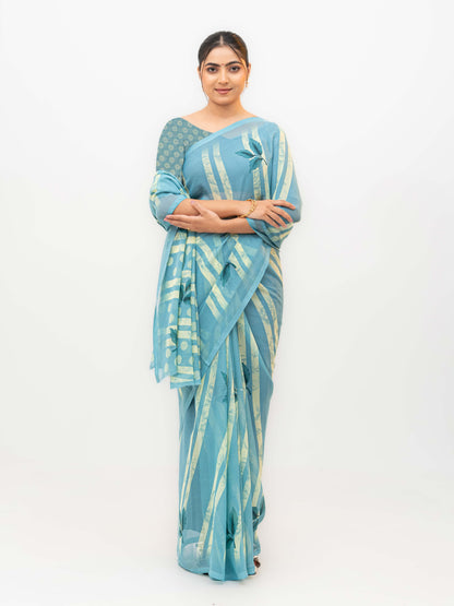 Sky Blue Georgette Saree