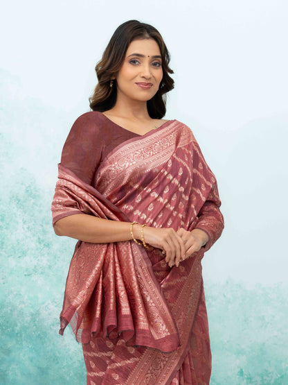 Rose Gold  Poly Cotton Saree