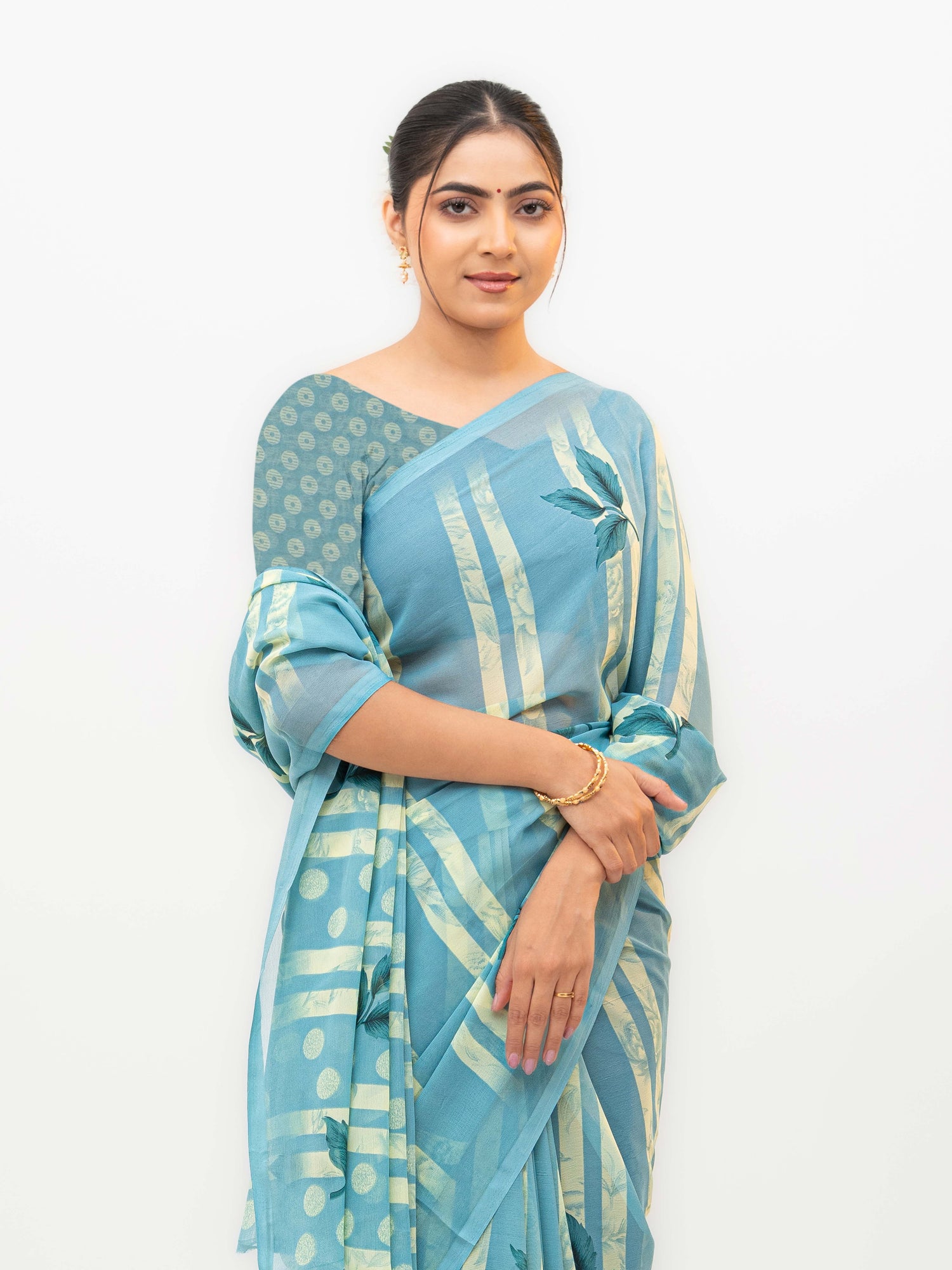 Sky Blue Georgette Saree
