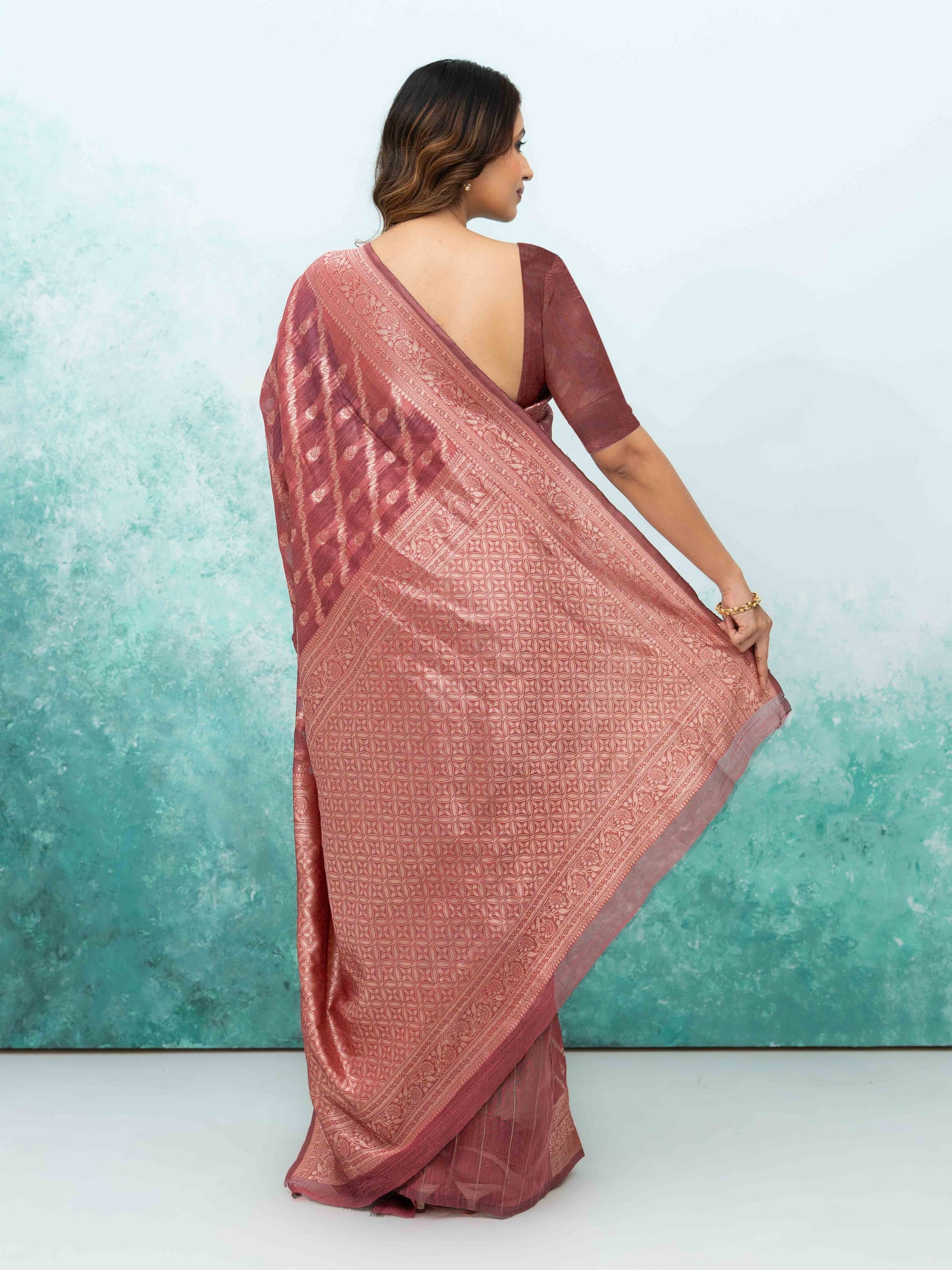 Rose Gold  Poly Cotton Saree