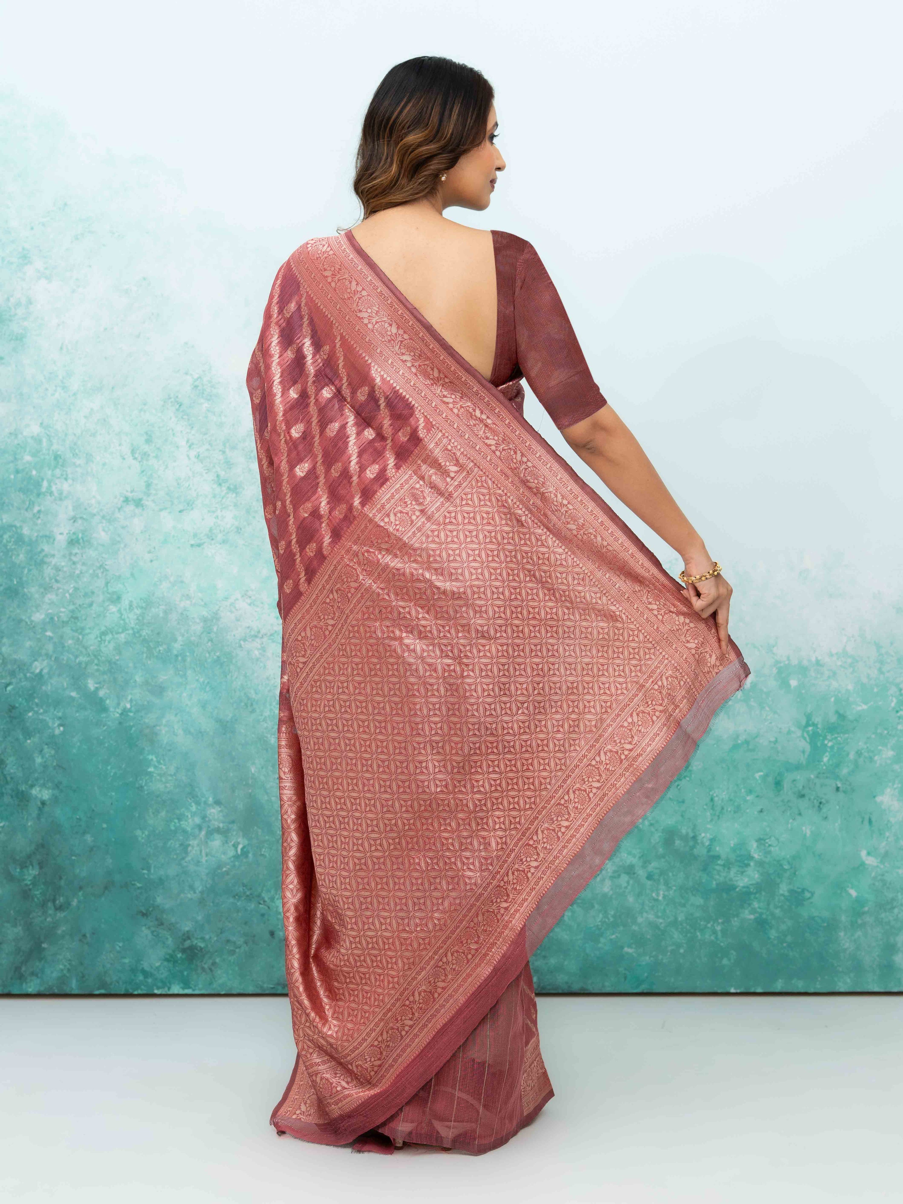 Rose Gold  Poly Cotton Saree