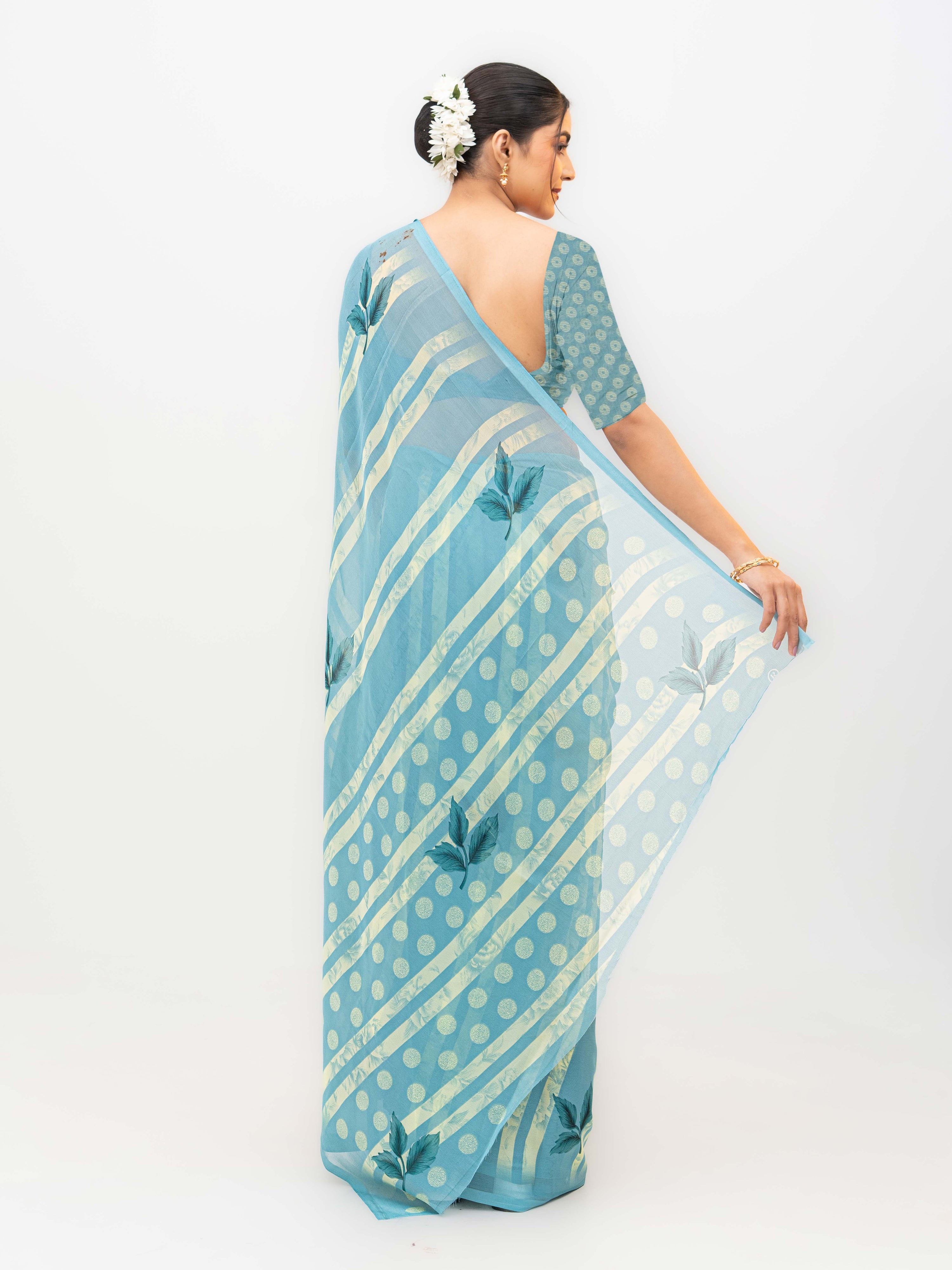 Sky Blue Georgette Saree
