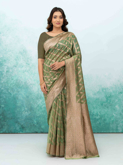 Green poly Cotton Saree