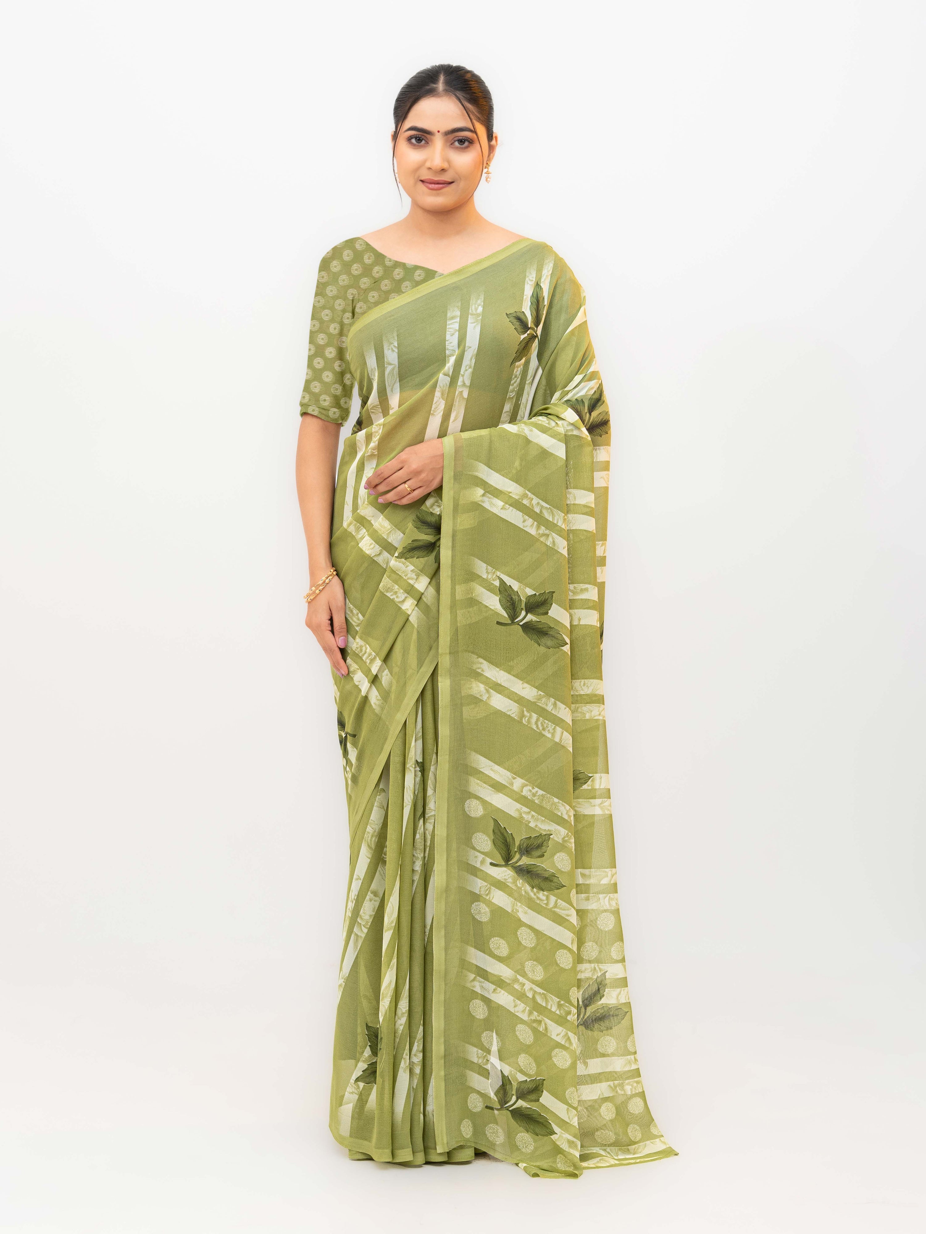 Green Soft Georgette Saree