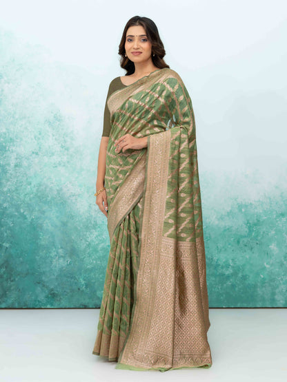 Green poly Cotton Saree