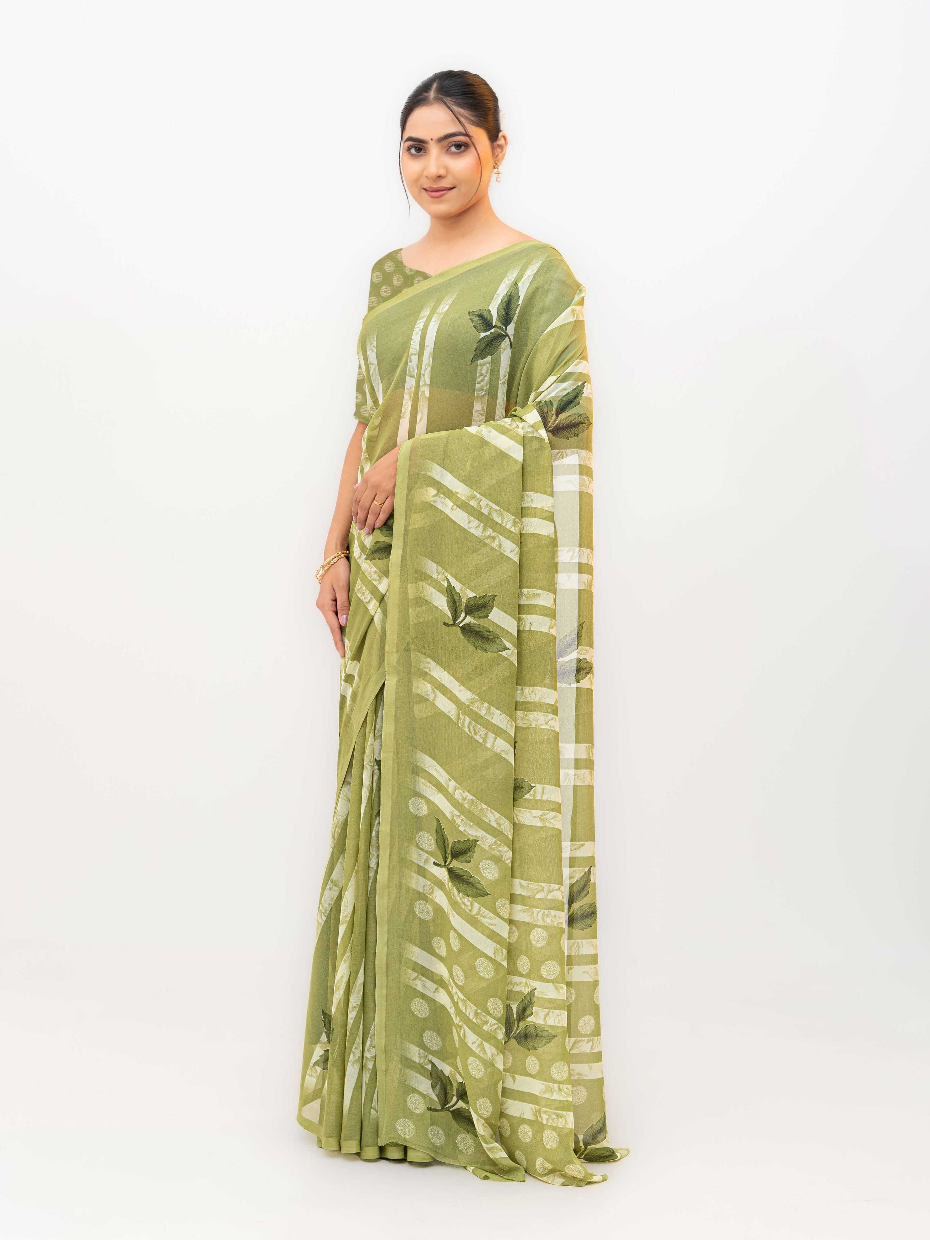 Green Soft Georgette Saree